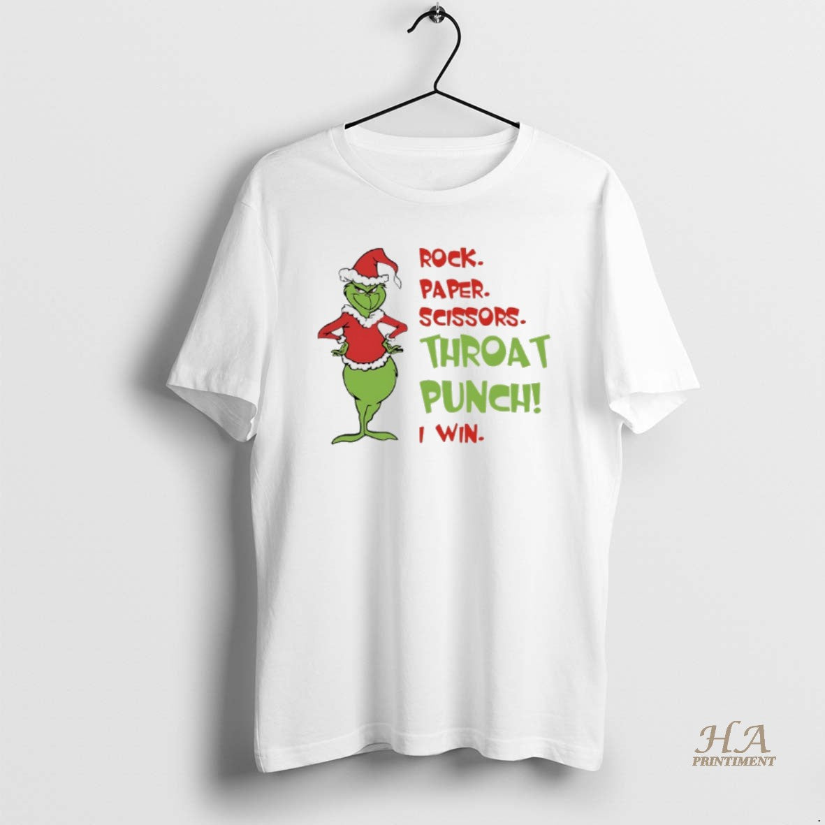 Official Grinch Christmas 2025 Rock Paper Scissors Throat Punch I Win Shirt Hoodie Sweatshirt | PurePodTees.com