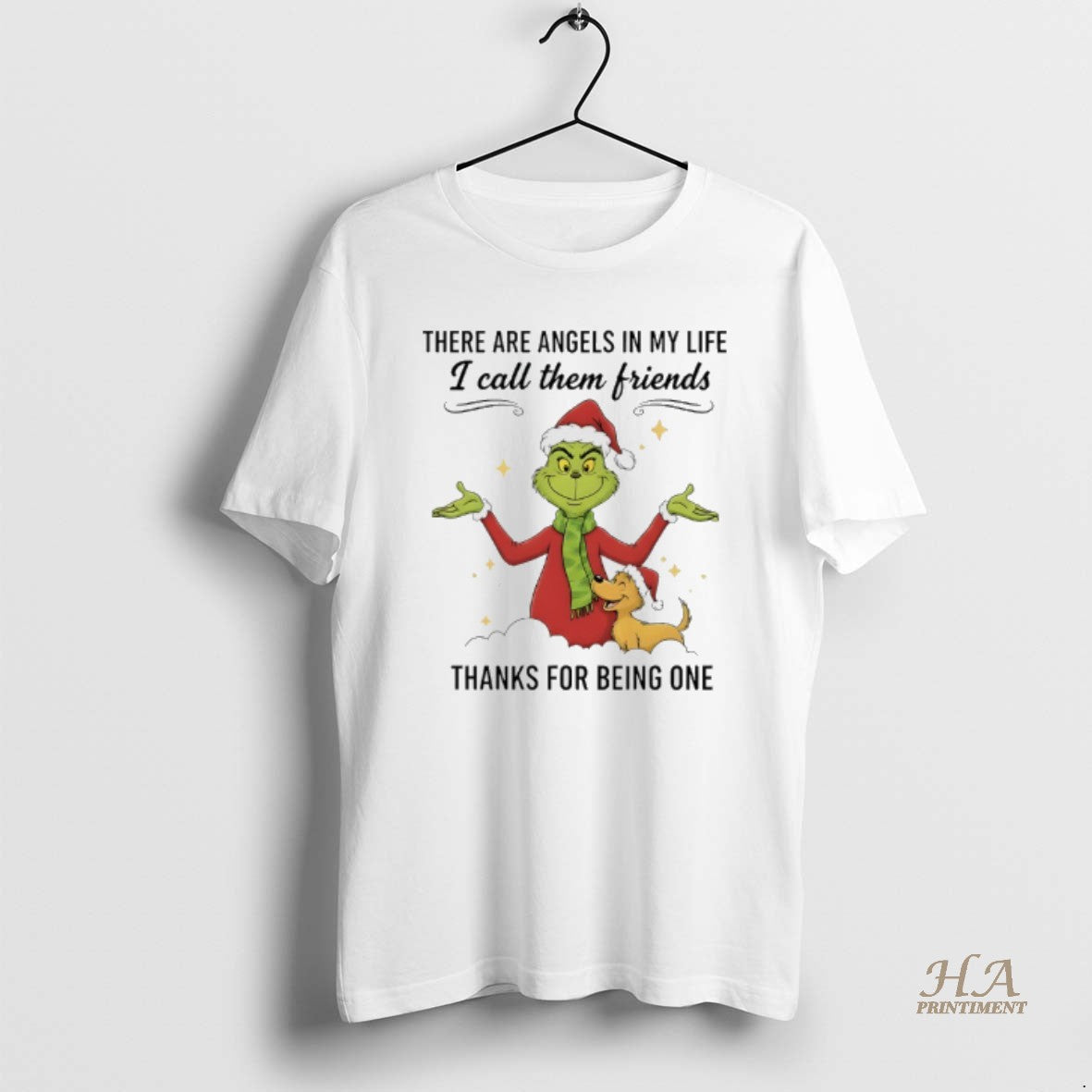 Official Grinch Christmas There Are Angels In My Life I Call Them Friends Thanks For Shirt Hoodie Sweatshirt
