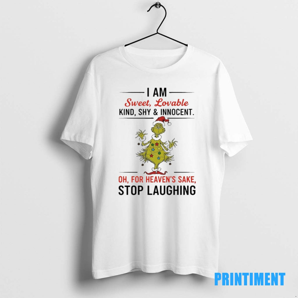 Official Grinch Christmas Tree I Am Sweet Lovable Kind Shy And Innocent For Heavens Sake Shirt Hoodie Sweatshirt