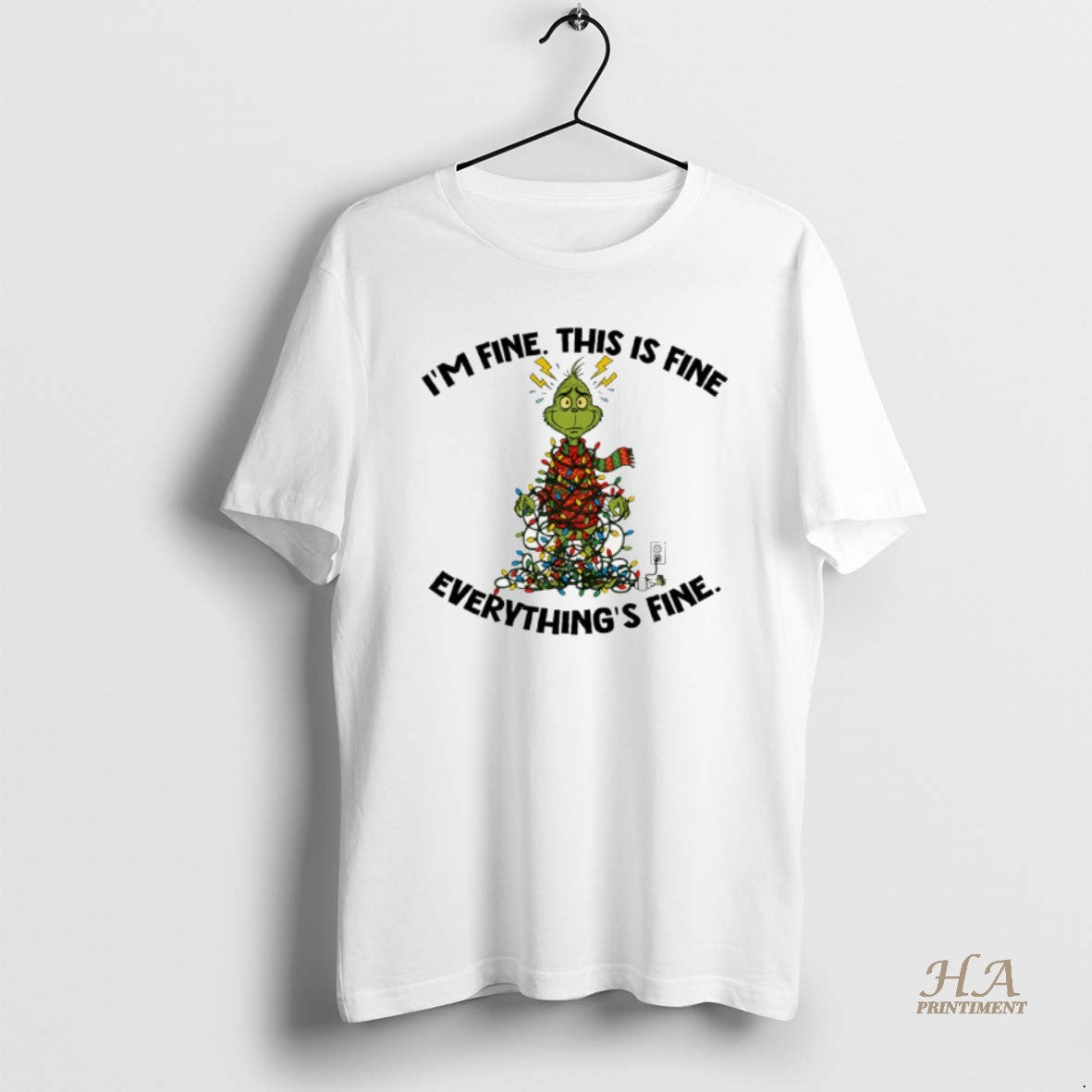 Official Grinch Christmas Tree Im Fine This Is Fine Everythings Fine Santa Shirt Hoodie Sweatshirt | PurePodTees.com