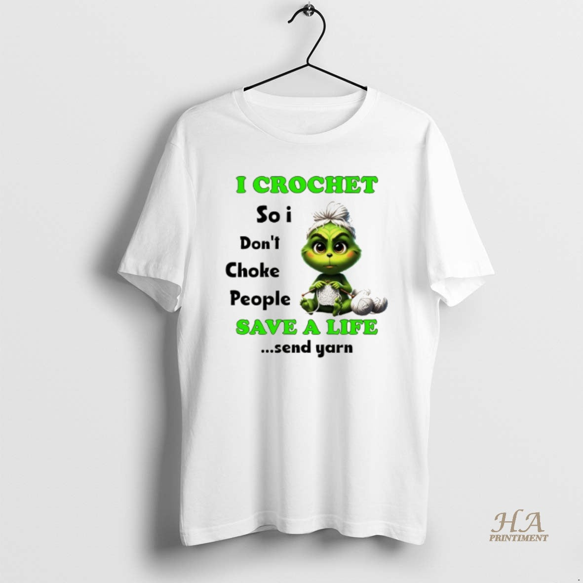 Official Grinch I Crochet So I Dont Choke People Save A Life Send Yarn Christmas Shirt Hoodie Sweatshirt | PurePodTees.com