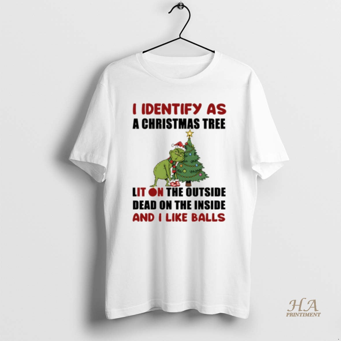 Official Grinch I Identify As A Christmas Tree Lit On The Outside Dead On The Shirt Hoodie Sweatshirt | PurePodTees.com