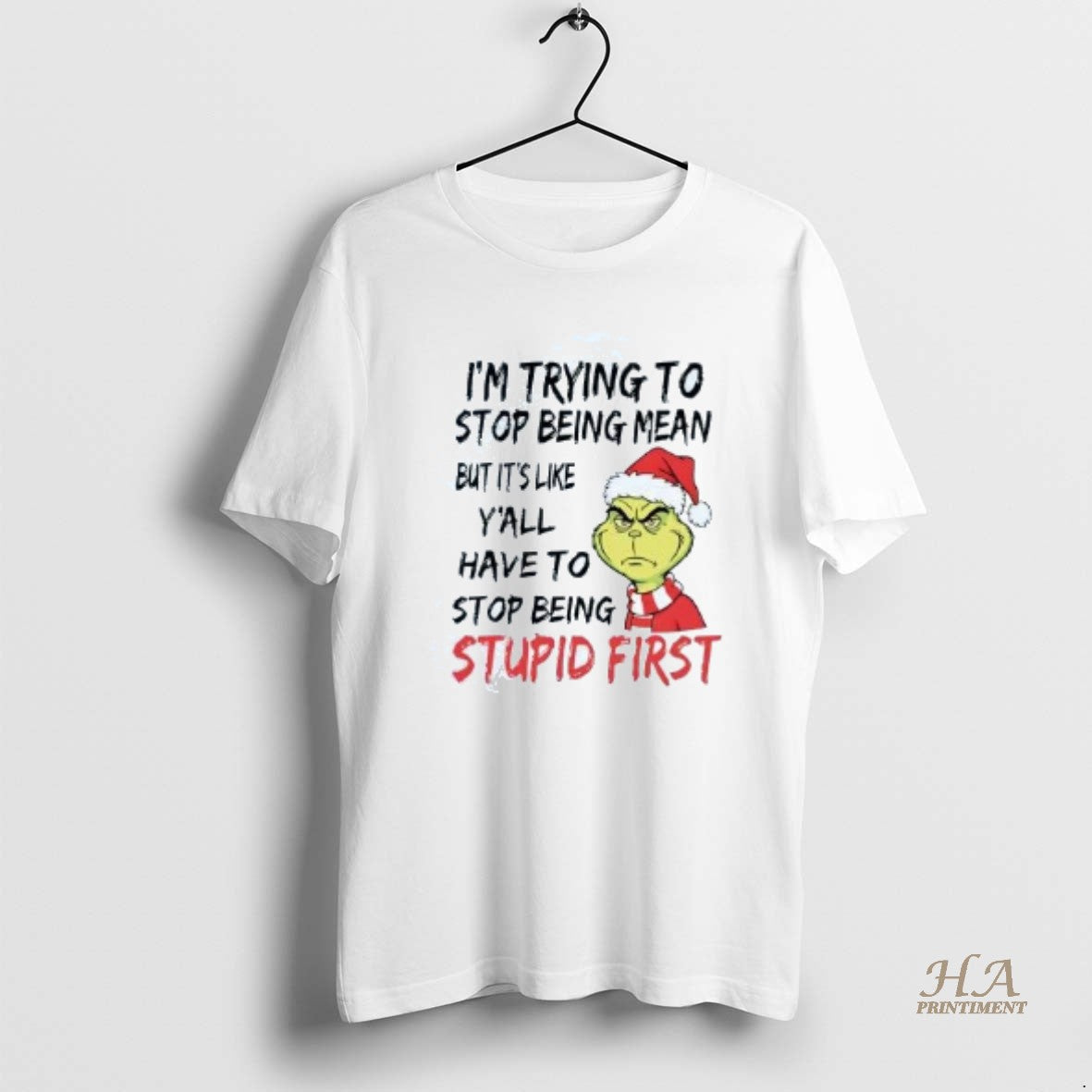 Official Grinch Im Trying To Stop Being Mean But Its Like Yall Christmas Sweate Shirt Hoodie Sweatshirt | PurePodTees.com