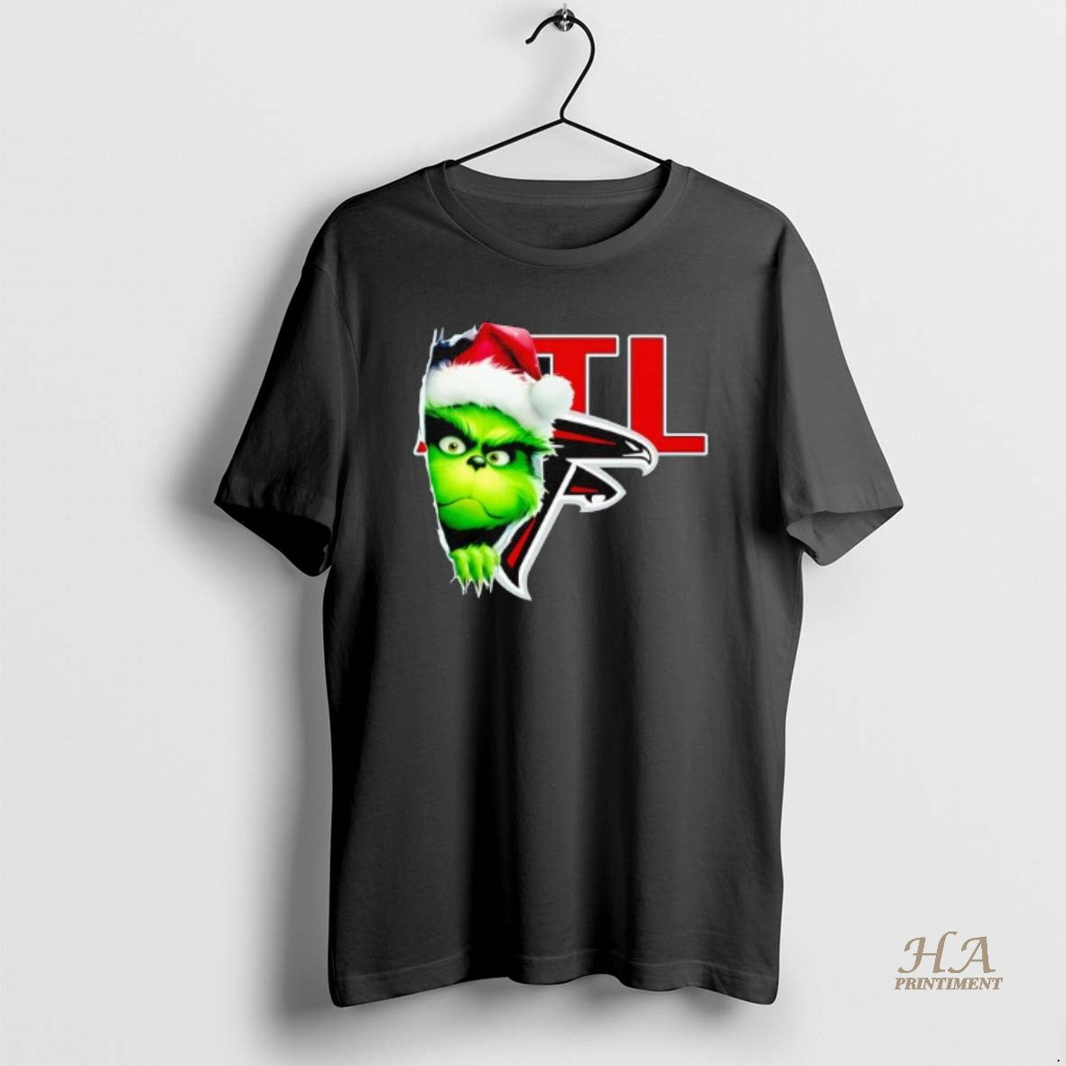 Official Grinch Peeking Through Atlanta Falcons Christmas Holiday Shirt Hoodie Sweatshirt | PurePodTees.com