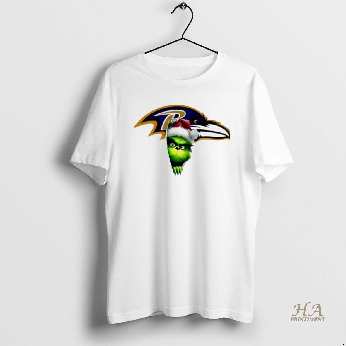 Official Grinch Peeking Through Baltimore Ravens Christmas Holiday Shirt Hoodie Sweatshirt | PurePodTees.com