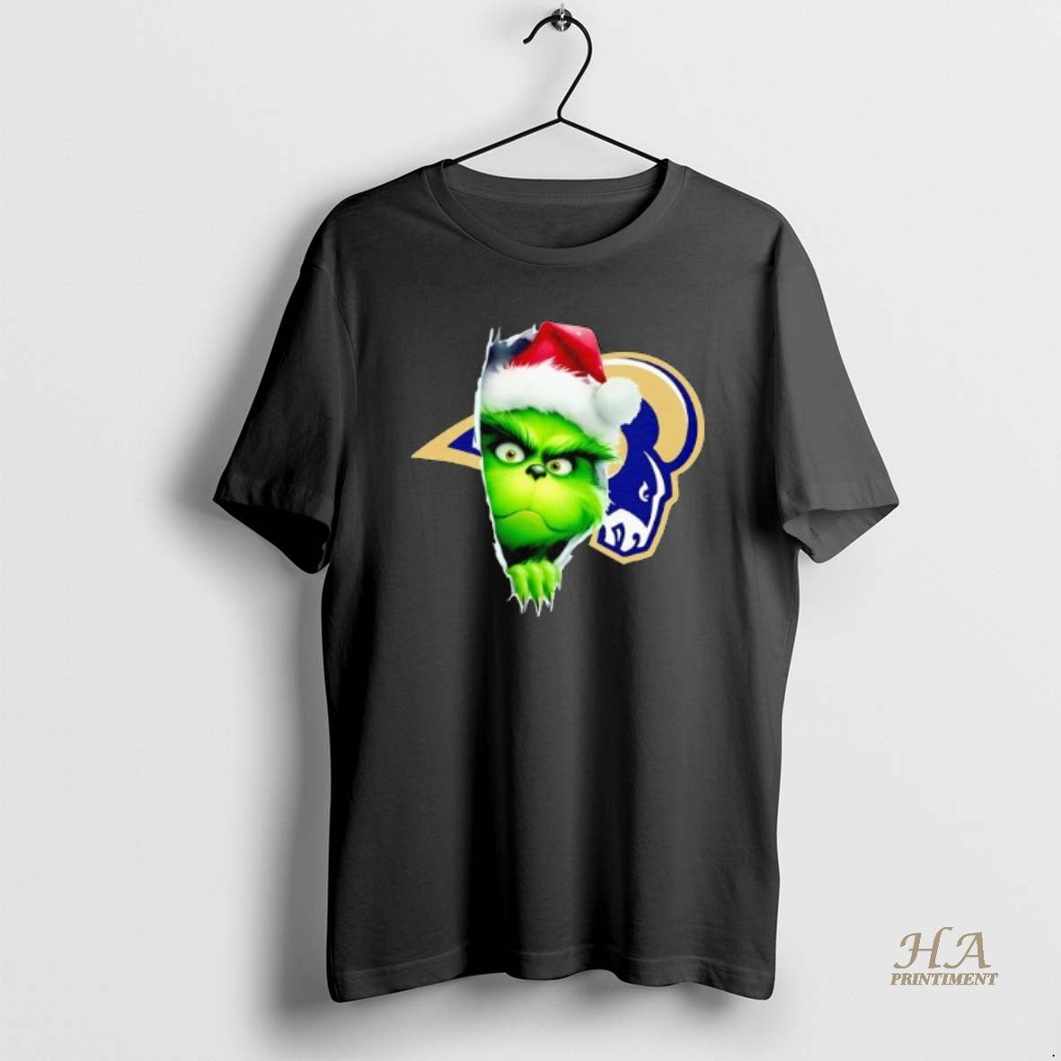 Official Grinch Peeking Through La Rams Christmas Holiday Shirt Hoodie Sweatshirt | PurePodTees.com