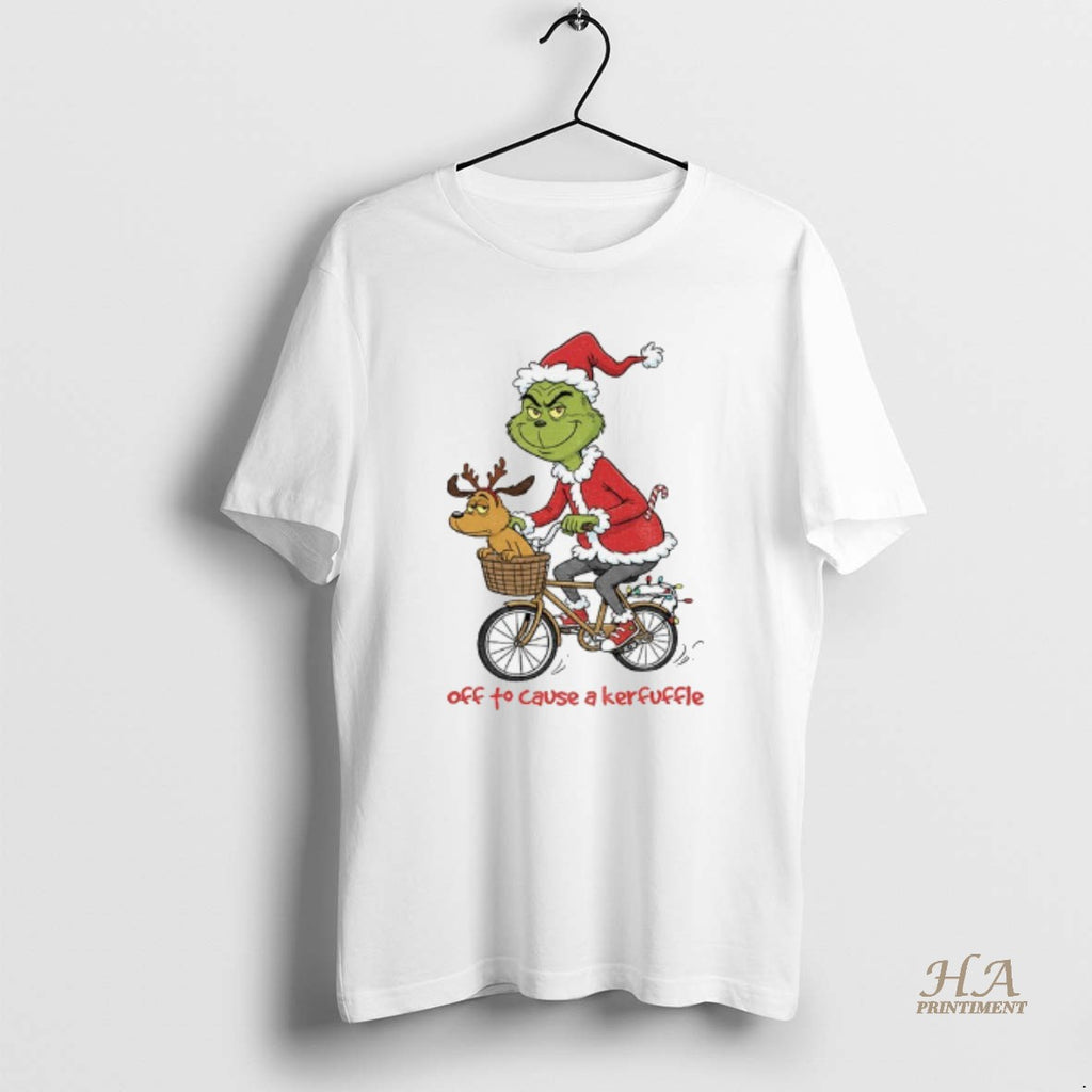 Official Grinch Santa Claus Off To Cause A Kerfuffle Christmas Shirt Hoodie Sweatshirt | PurePodTees.com