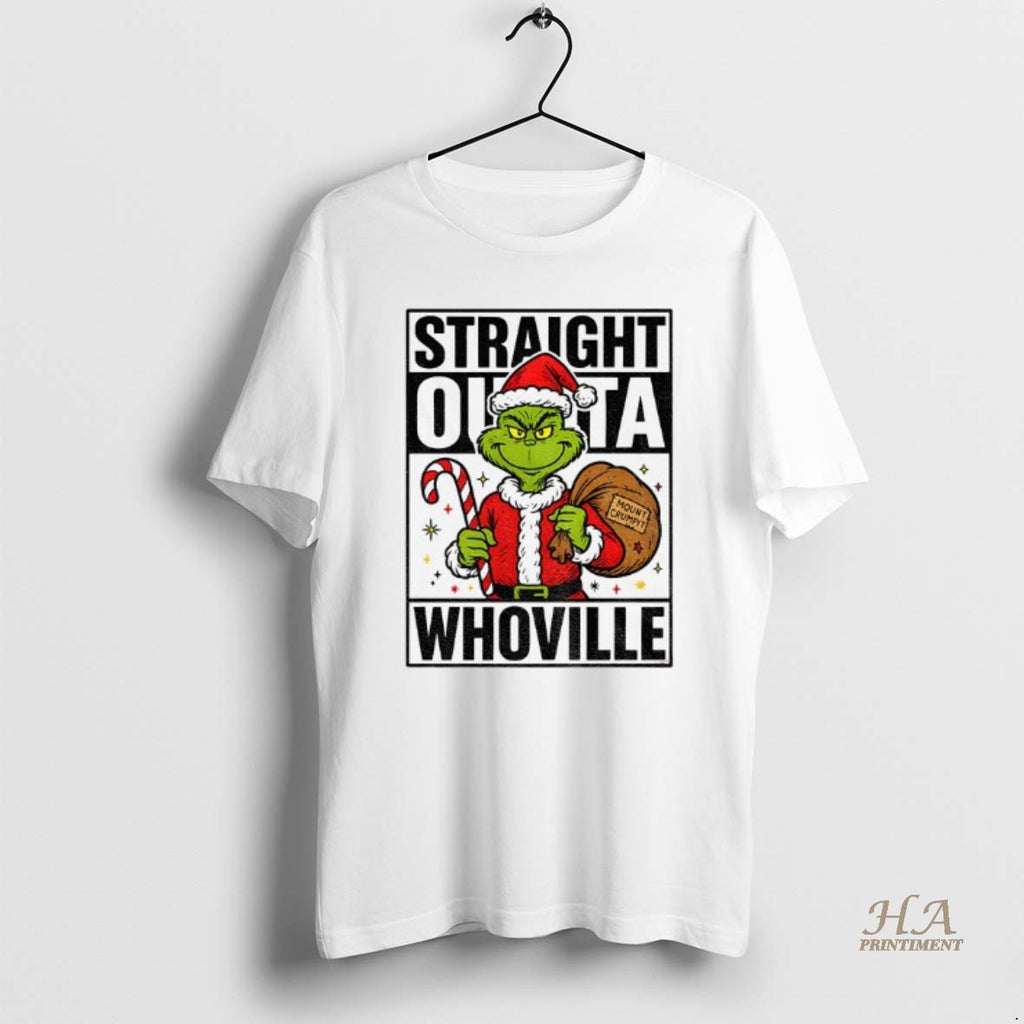 Official Grinch Santa Hat Straight Outta Whoville Christmas Movie Merry Christmas 2025 Shirt Hoodie Sweatshirt