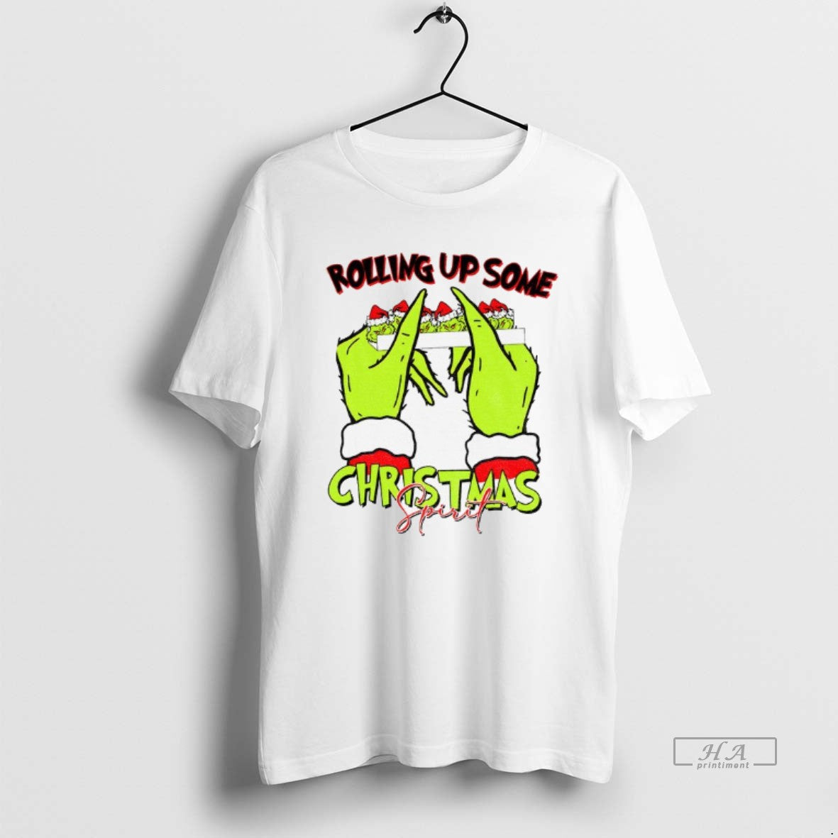 Official Grinch Santa Hat Rolling Up Some Christmas Spirit Merry Christmas 2025 Shirt Hoodie Sweatshirt | PurePodTees.com