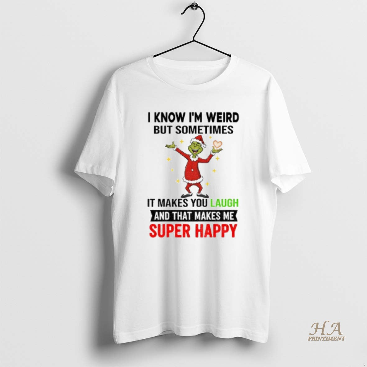 Official Grinch Santa Heart I Know Im Weird But Sometimes It Makes You Laugh And Shirt Hoodie Sweatshirt | PurePodTees.com