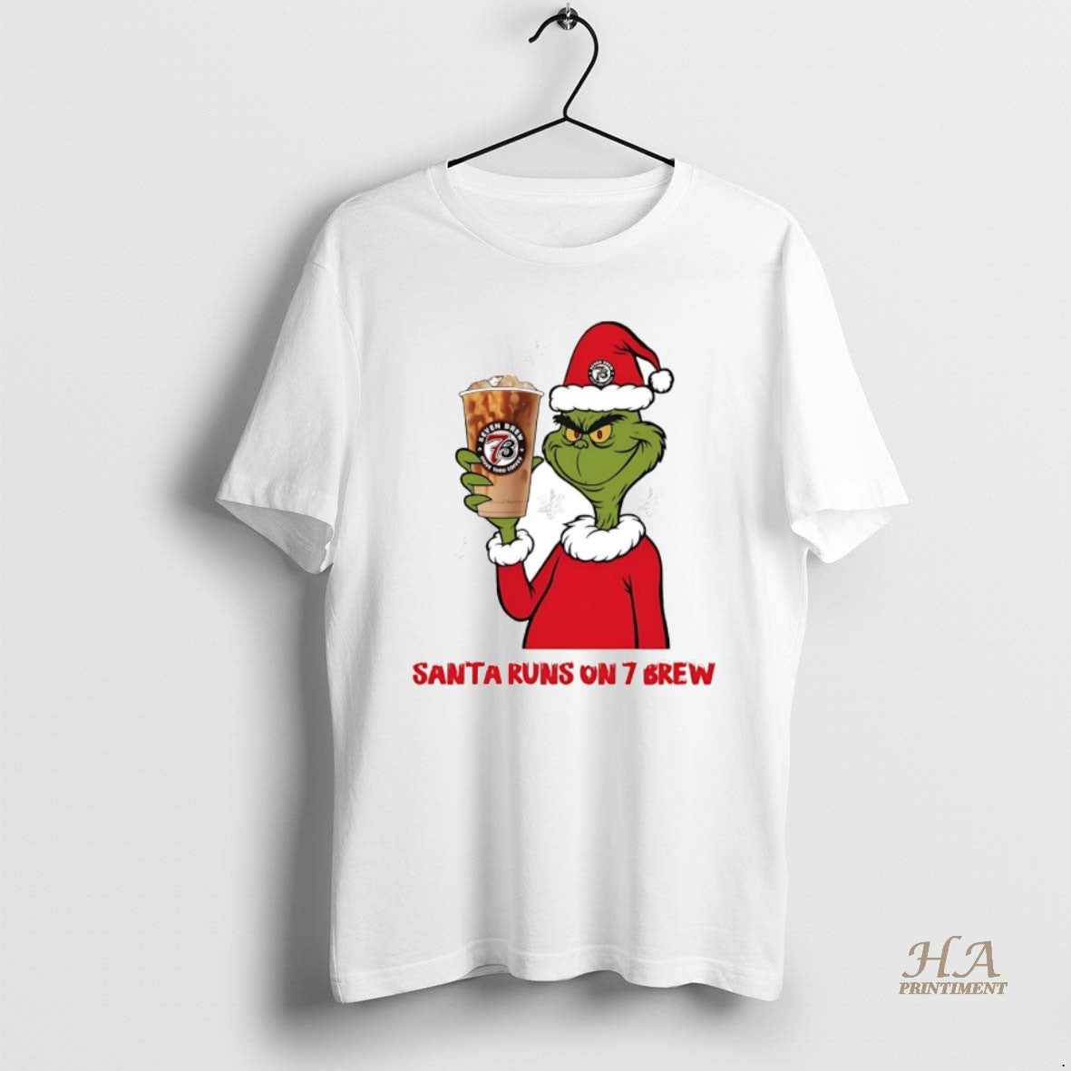 Official Grinch Santa Runs On 7 Brew Christmas Shirt Hoodie Sweatshirt | PurePodTees.com
