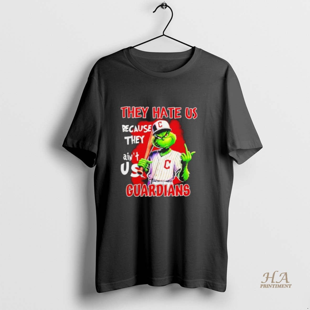 Official Grinch They Hate Us Because Aint Us Cleveland Guardians Christmas 25 Shirt Hoodie Sweatshirt | PurePodTees.com