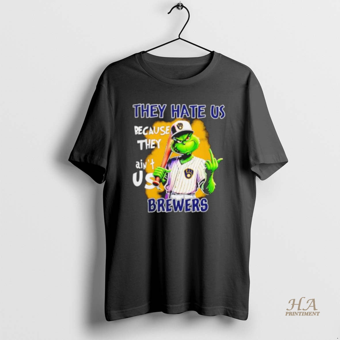 Official Grinch They Hate Us Because Aint Us Milwaukee Brewers Christmas 25 Shirt Hoodie Sweatshirt | PurePodTees.com