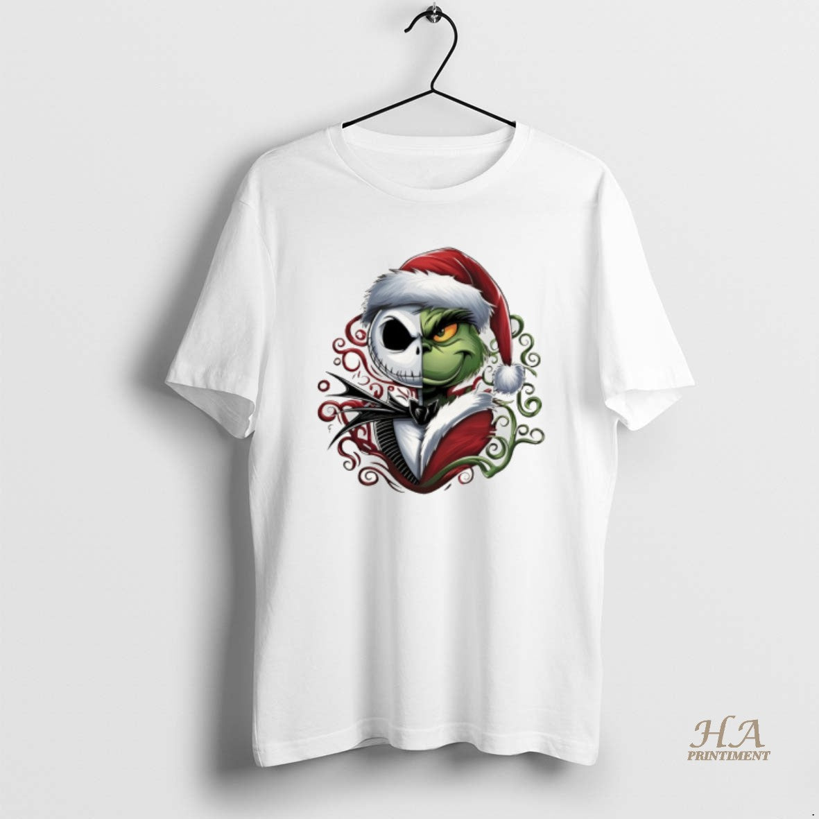 Official Grinch And Jack Skellington Christmas Holiday Movie Friends Santa Hat Christmas Shirt Hoodie Sweatshirt