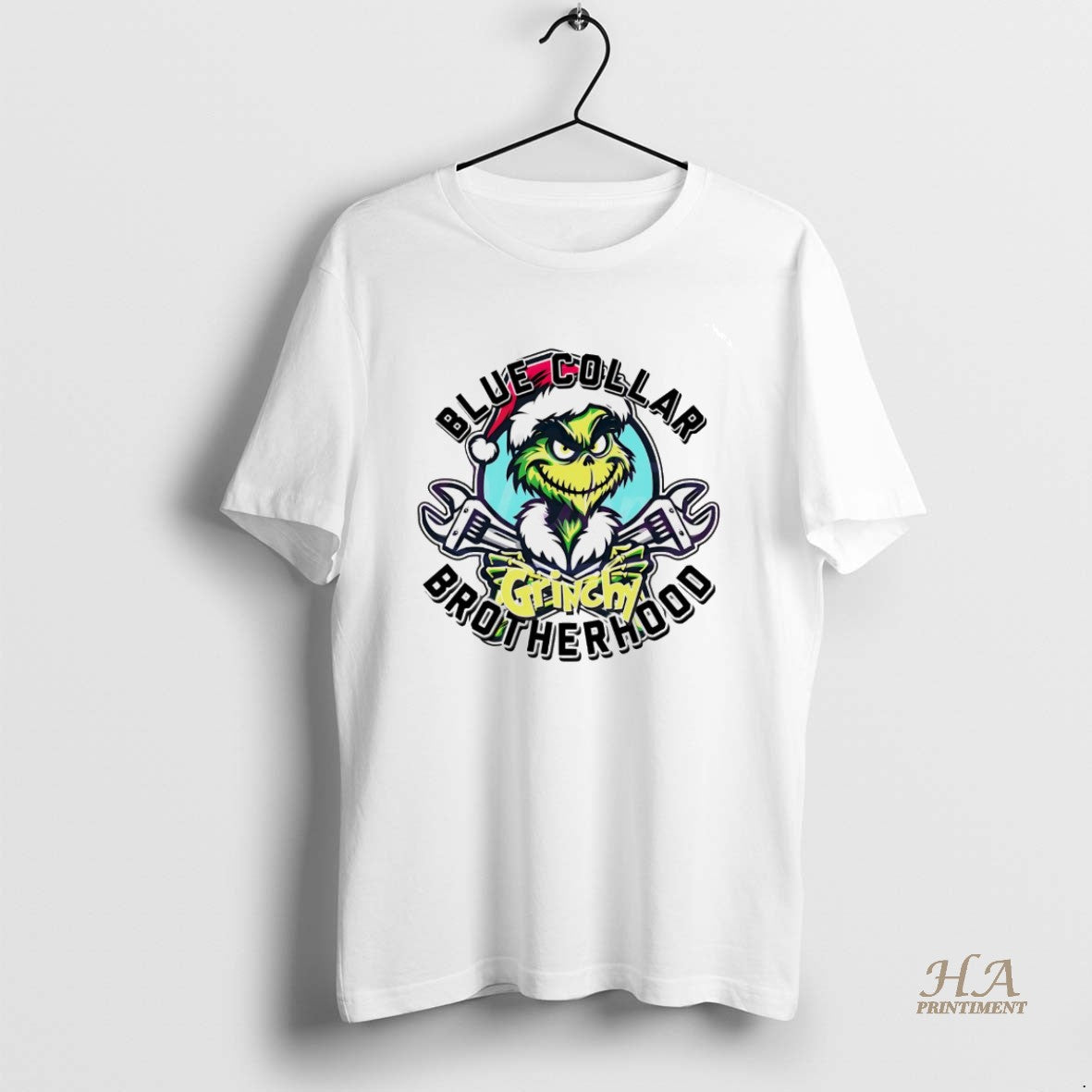 Official Grinch Blue Collar Grinchy Brotherhood Christmas White Shirt Hoodie Sweatshirt | PurePodTees.com