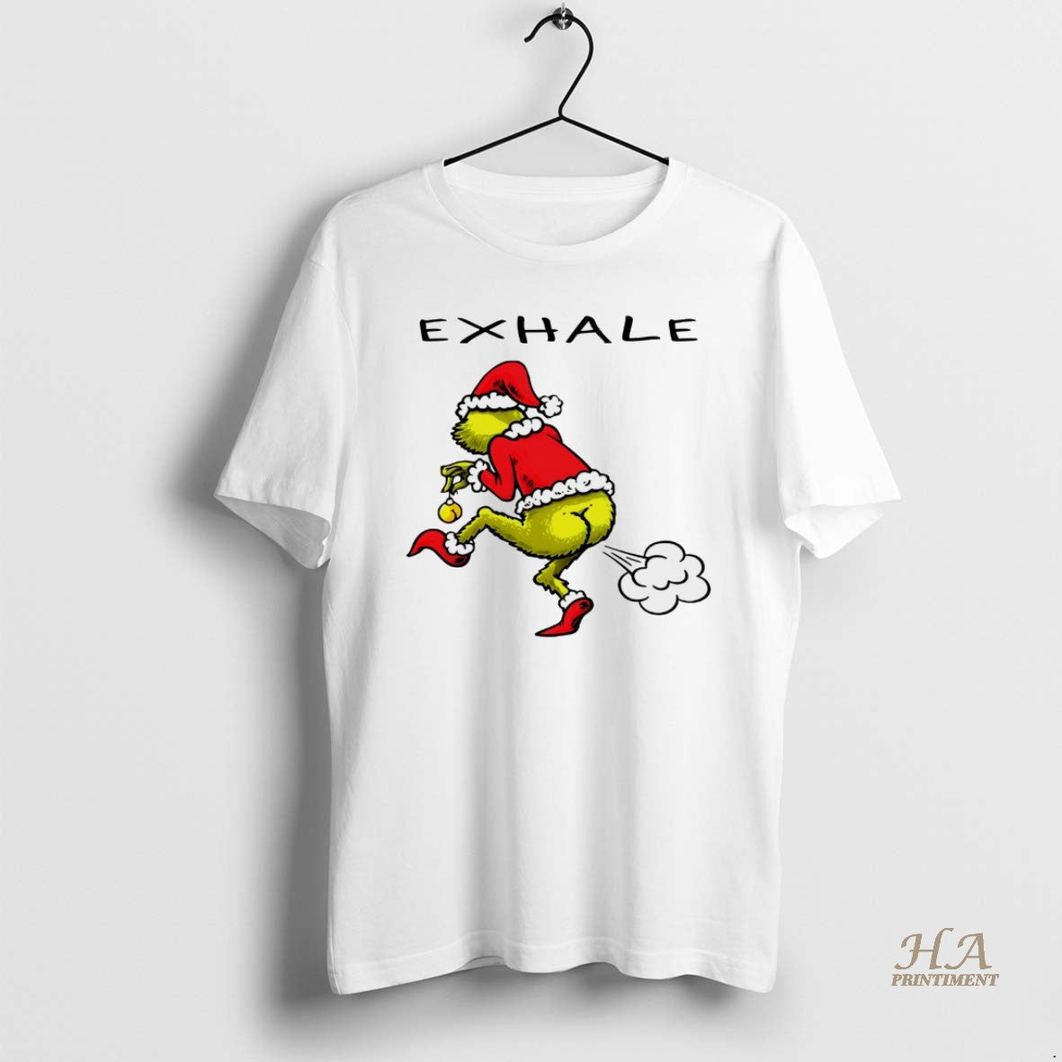 Official Grinch Exhale Christmas White Shirt Hoodie Sweatshirt | PurePodTees.com