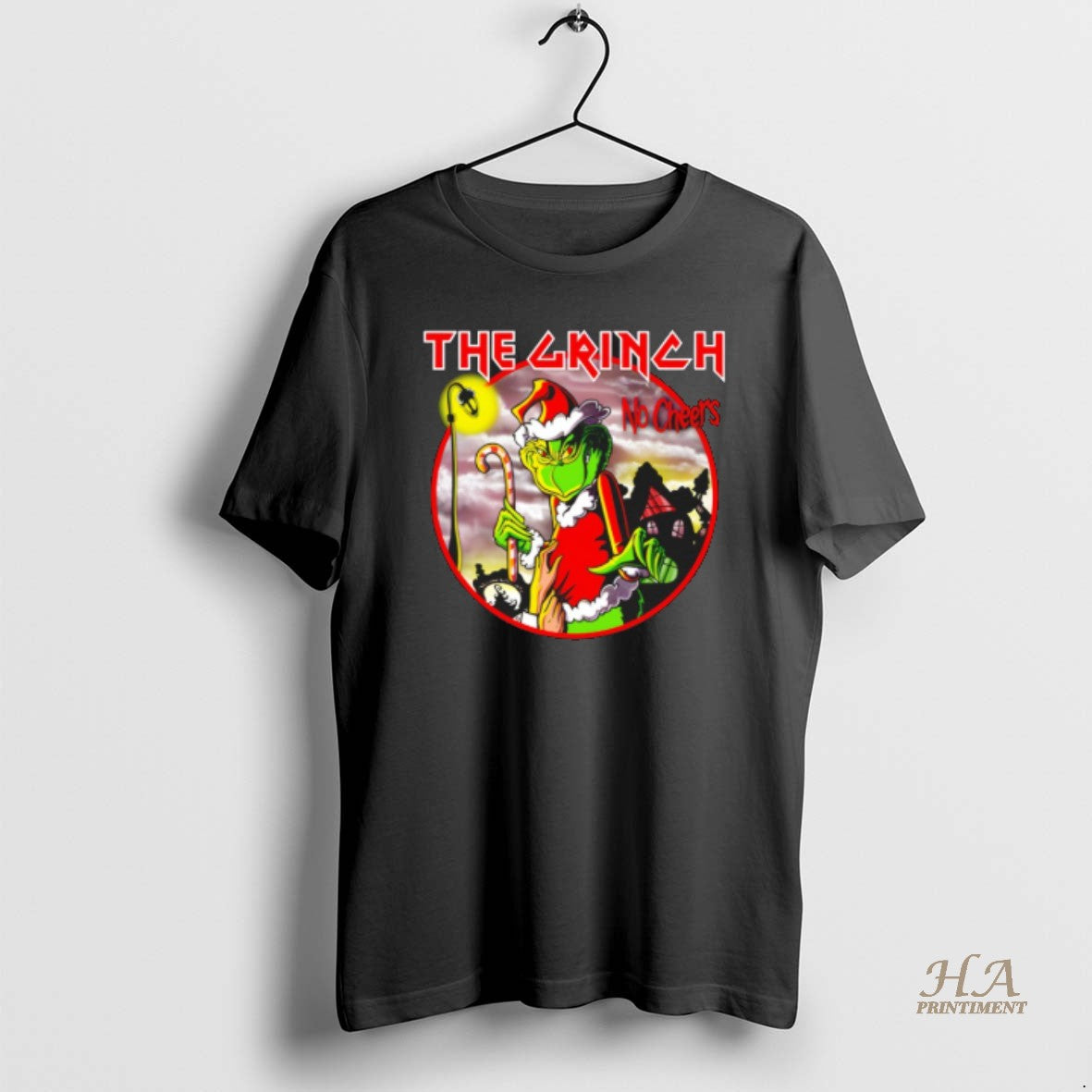 Official Grinch In The Style Of An Iron Maiden Album The Grinch No Cheers Merry Shirt Hoodie Sweatshirt | PurePodTees.com