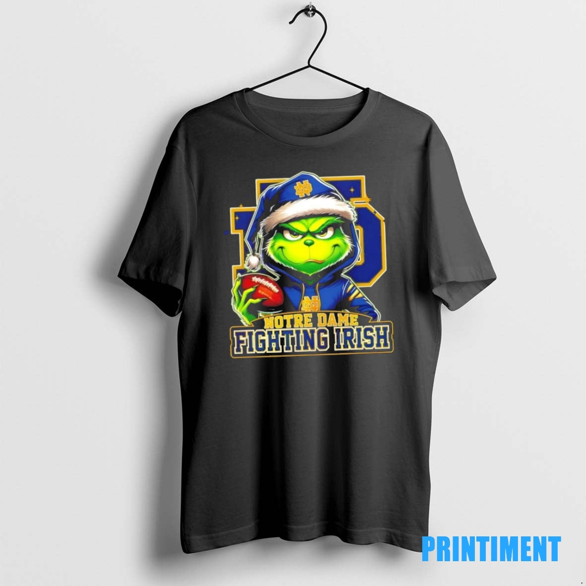 Official Grinch Is Holding A Ball And Smiling At Notre Dame Fighting Irish Fans Christmas Shirt Hoodie Sweatshirt