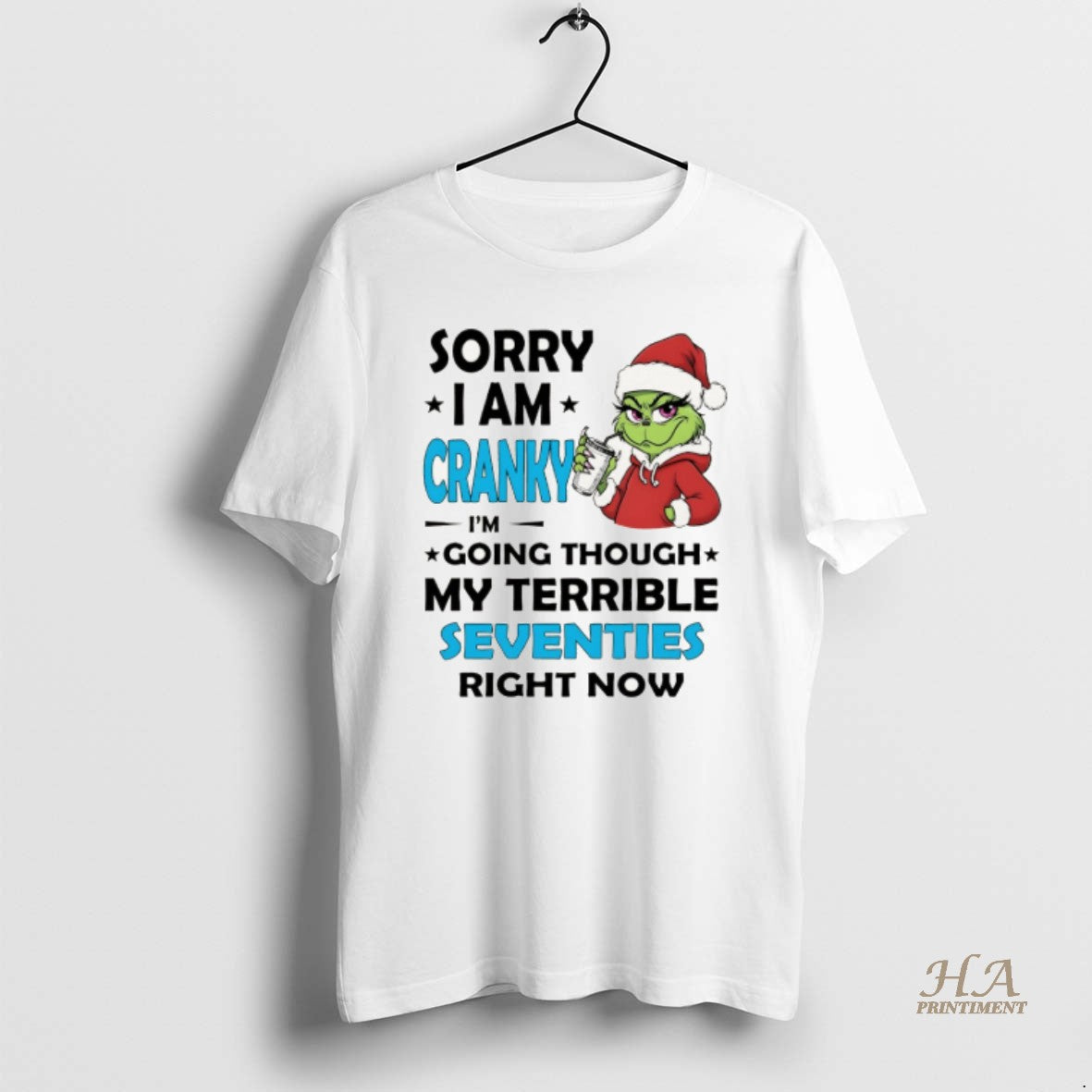 Official Grinch Middle Finger Sorry I Am Cranky Im Going Through My Terrible Seventies Right Shirt Hoodie Sweatshirt