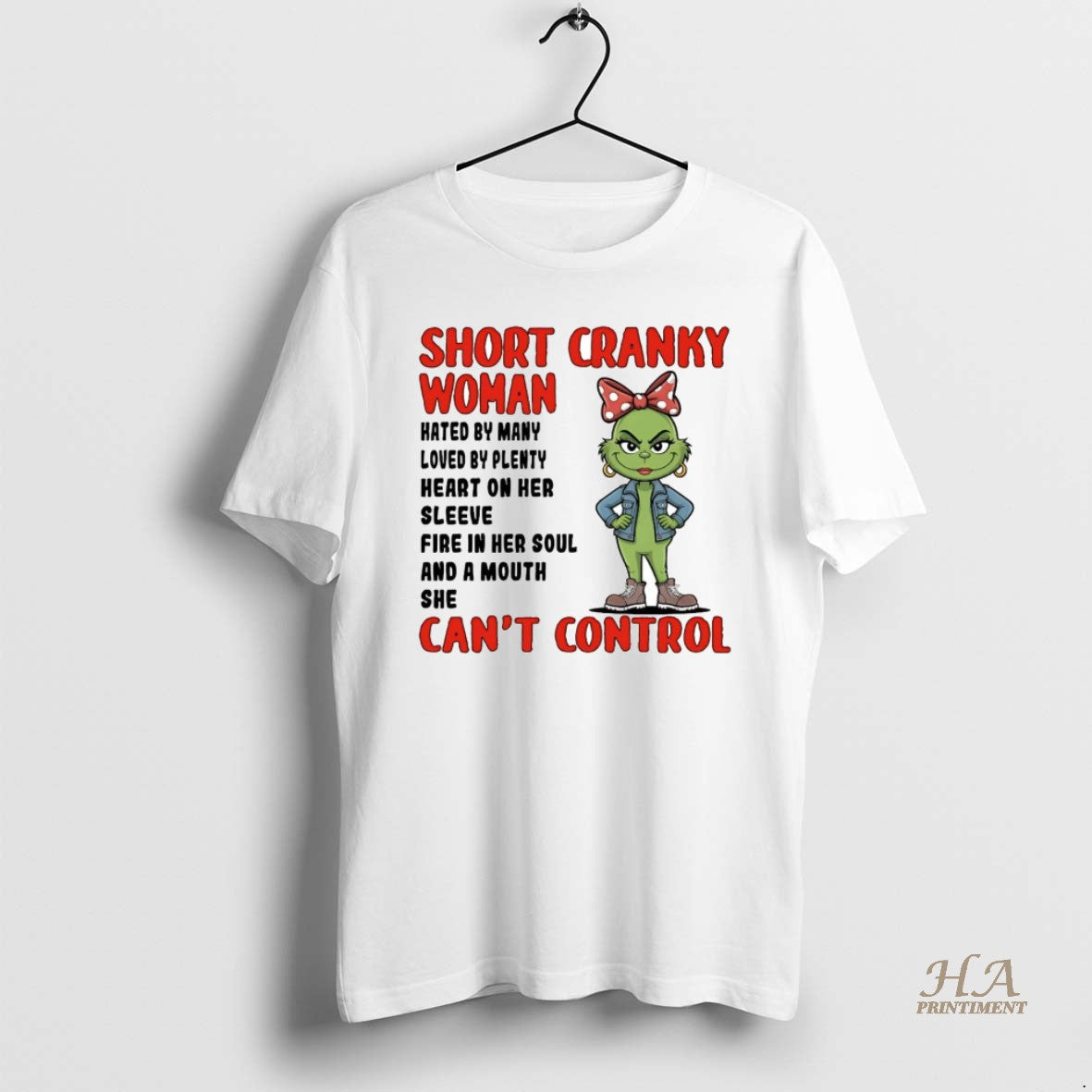 Official Grinch Short Cranky Woman Cant Control Christmas Shirt Hoodie Sweatshirt | PurePodTees.com