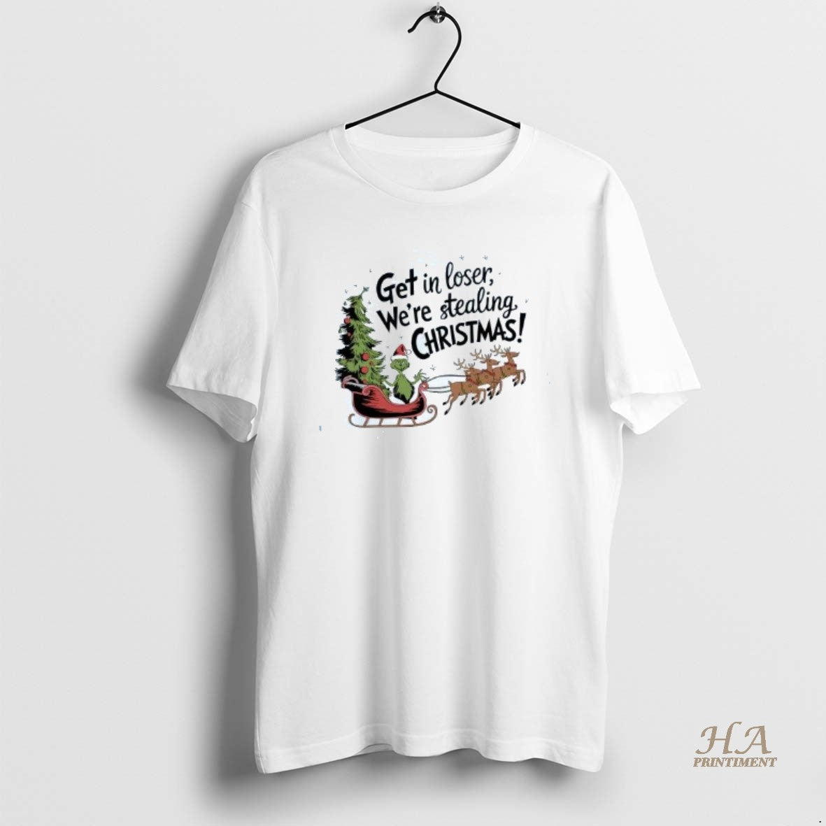 Official Grinch Sleigh Get In Loser Were Stealing Christmas Shirt Hoodie Sweatshirt | PurePodTees.com
