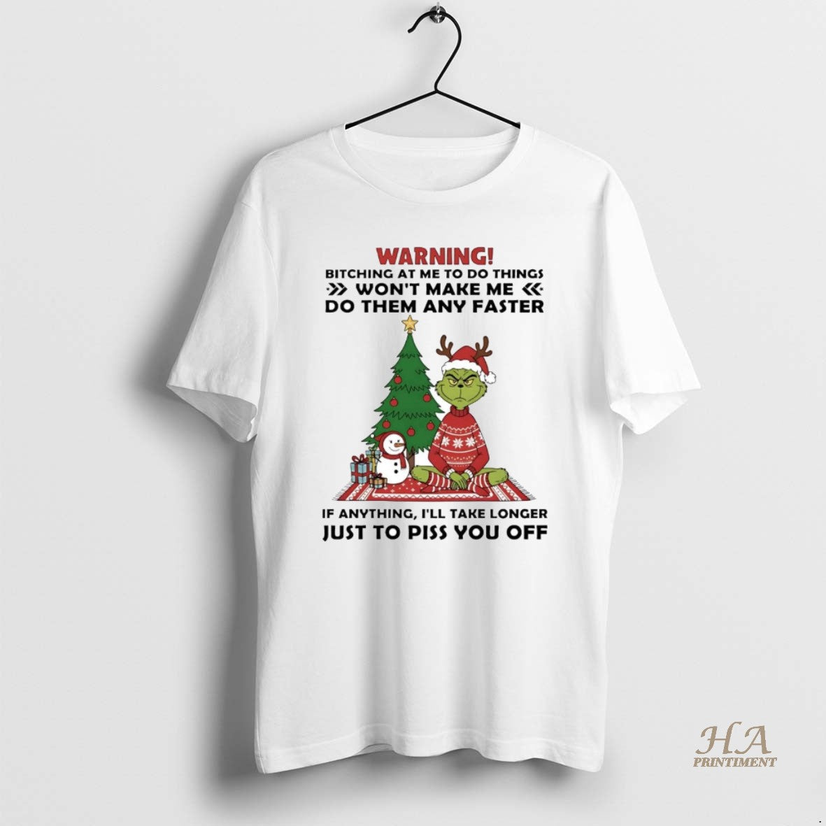 Official Grinch Warning Wont Make Me Do Them Any Faster Christmas Shirt Hoodie Sweatshirt | PurePodTees.com