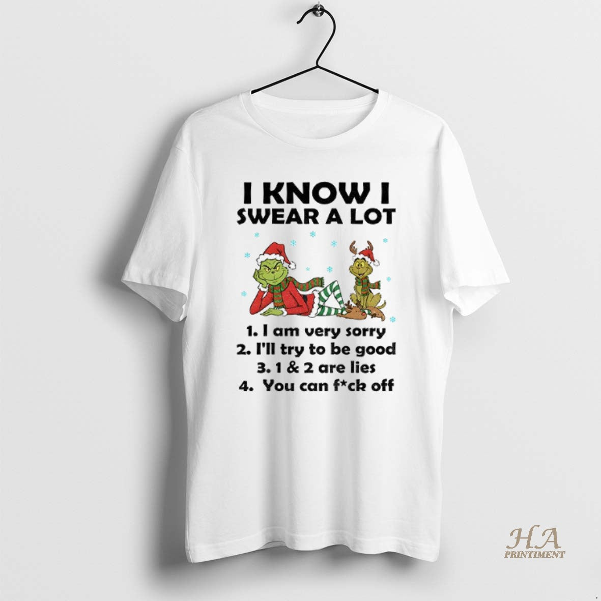 Official Grinch X Max Dog Santa I Know I Swear A Lot I Am Very Shirt Hoodie Sweatshirt | PurePodTees.com