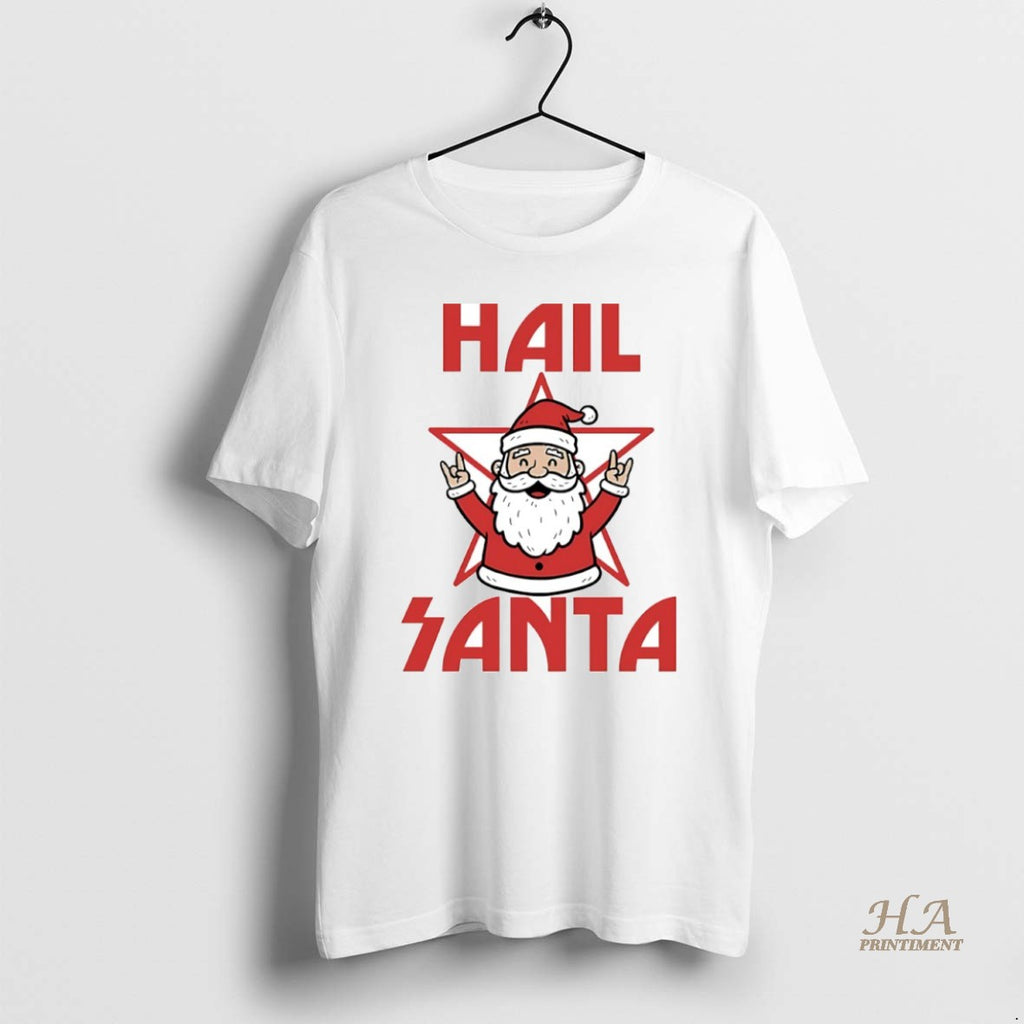 Official Hail Santa Rock And Roll Christmas Circle Shirt Hoodie Sweatshirt | PurePodTees.com