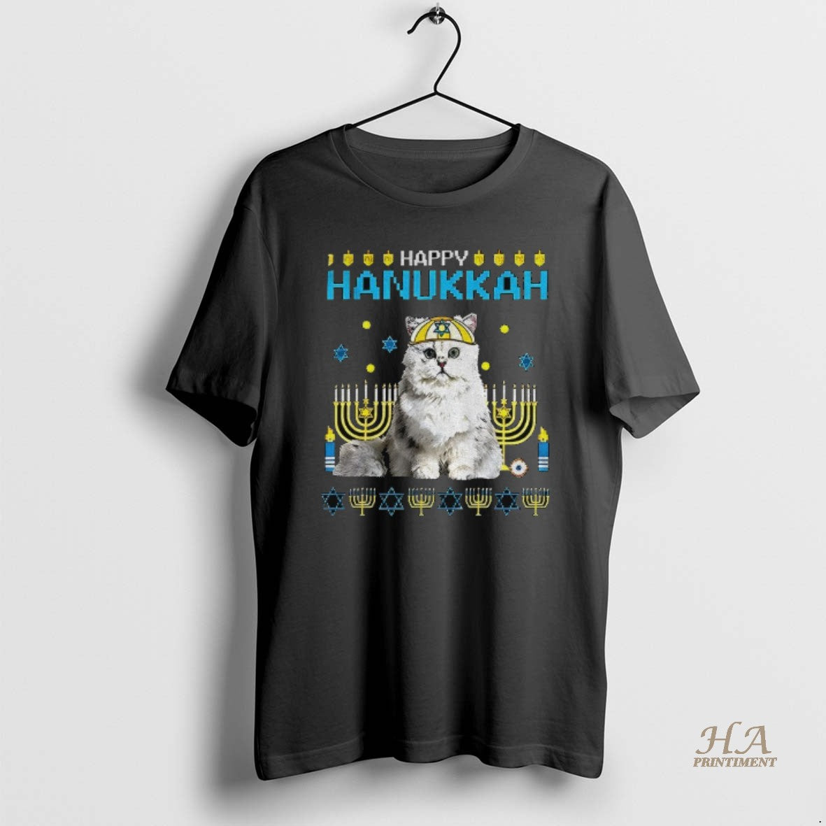 Official Happy Hanukkah Cat Menorah Jewish Holiday Shirt Hoodie Sweatshirt | PurePodTees.com