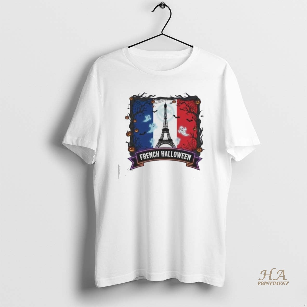 Official Haunted France Flag Sticker Spooky Tricolor French Decal Shirt Hoodie Sweatshirt | PurePodTees.com