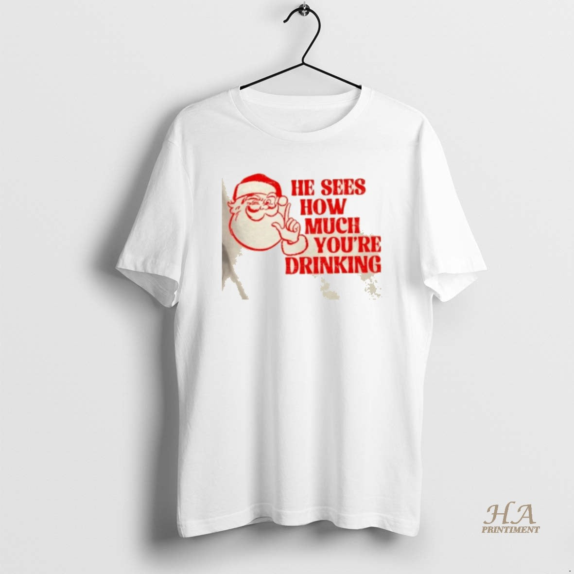 Official He Sees How Much Youre Drinking Santa Xmas Christmas Shirt Hoodie Sweatshirt | PurePodTees.com
