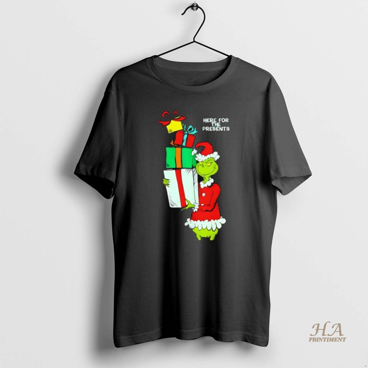Official Here For The Presents Grinch Merry Christmas Shirt Hoodie Sweatshirt | PurePodTees.com
