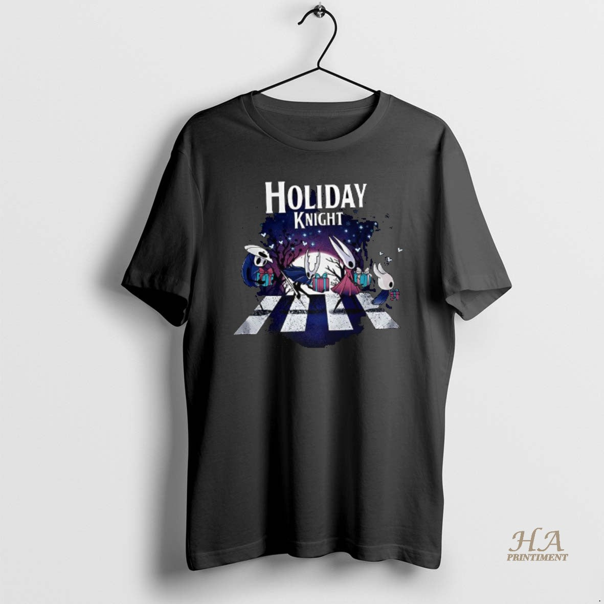 Official Holiday Knight Hollow Knight Character Cross The Road Christmas Shirt Hoodie Sweatshirt | PurePodTees.com