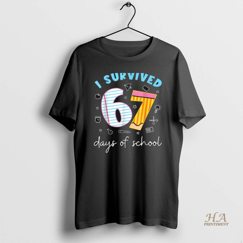 Official I Survived 67 Days Of School Funny Meme Teacher Student Shirt Hoodie Sweatshirt | PurePodTees.com