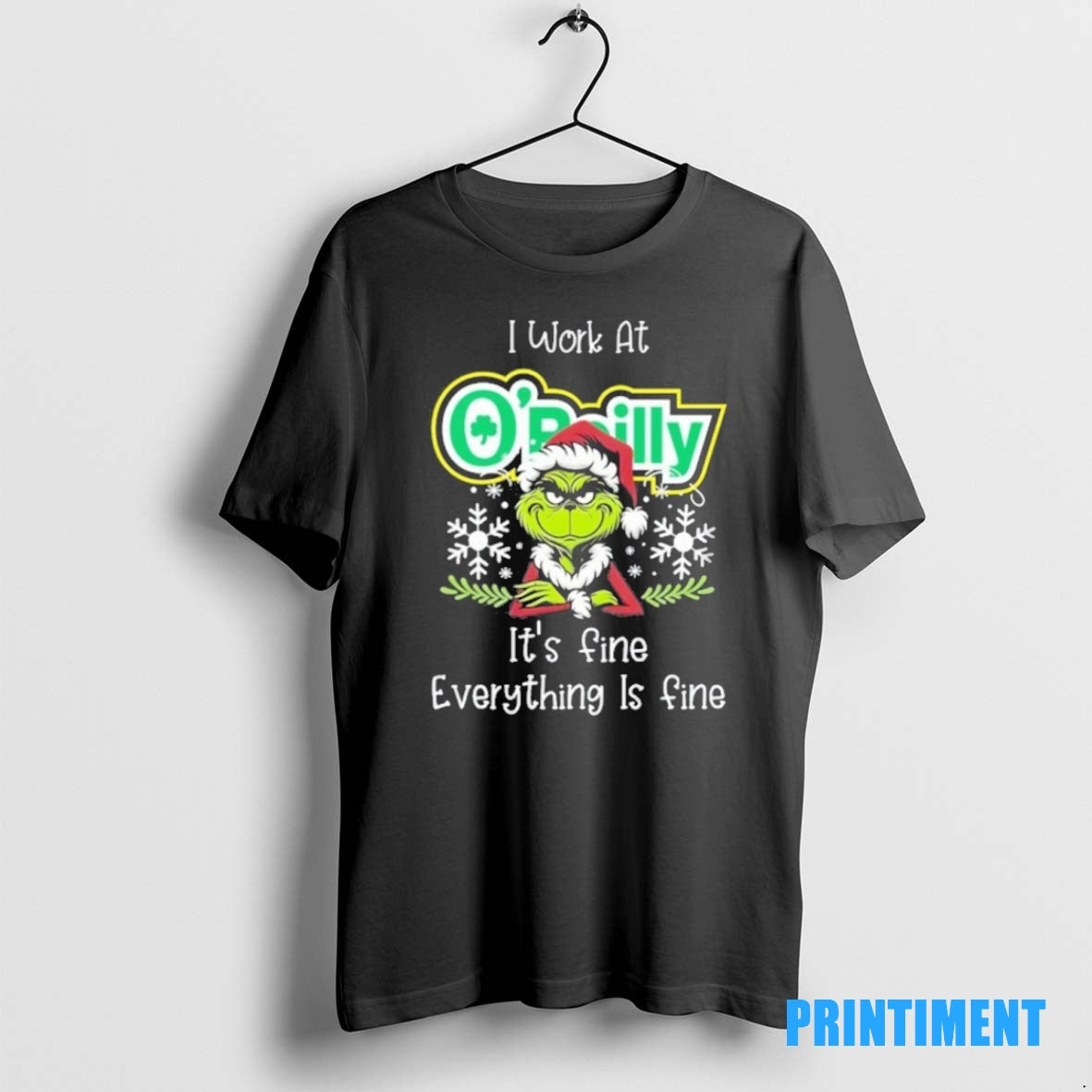 Official I Work At Santa Grinch X Oreilly Auto Parts Its Fine Everything Is Fine Shirt Hoodie Sweatshirt | PurePodTees.com