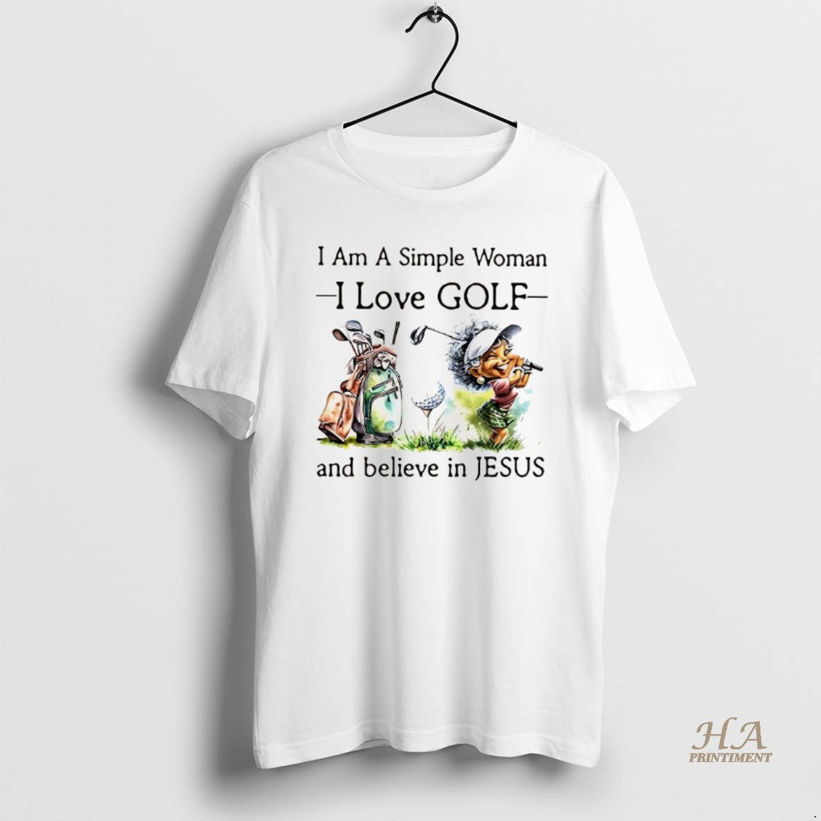 Official I Am A Simple Woman I Love Golf And Believe In Jesus Shirt Hoodie Sweatshirt | PurePodTees.com