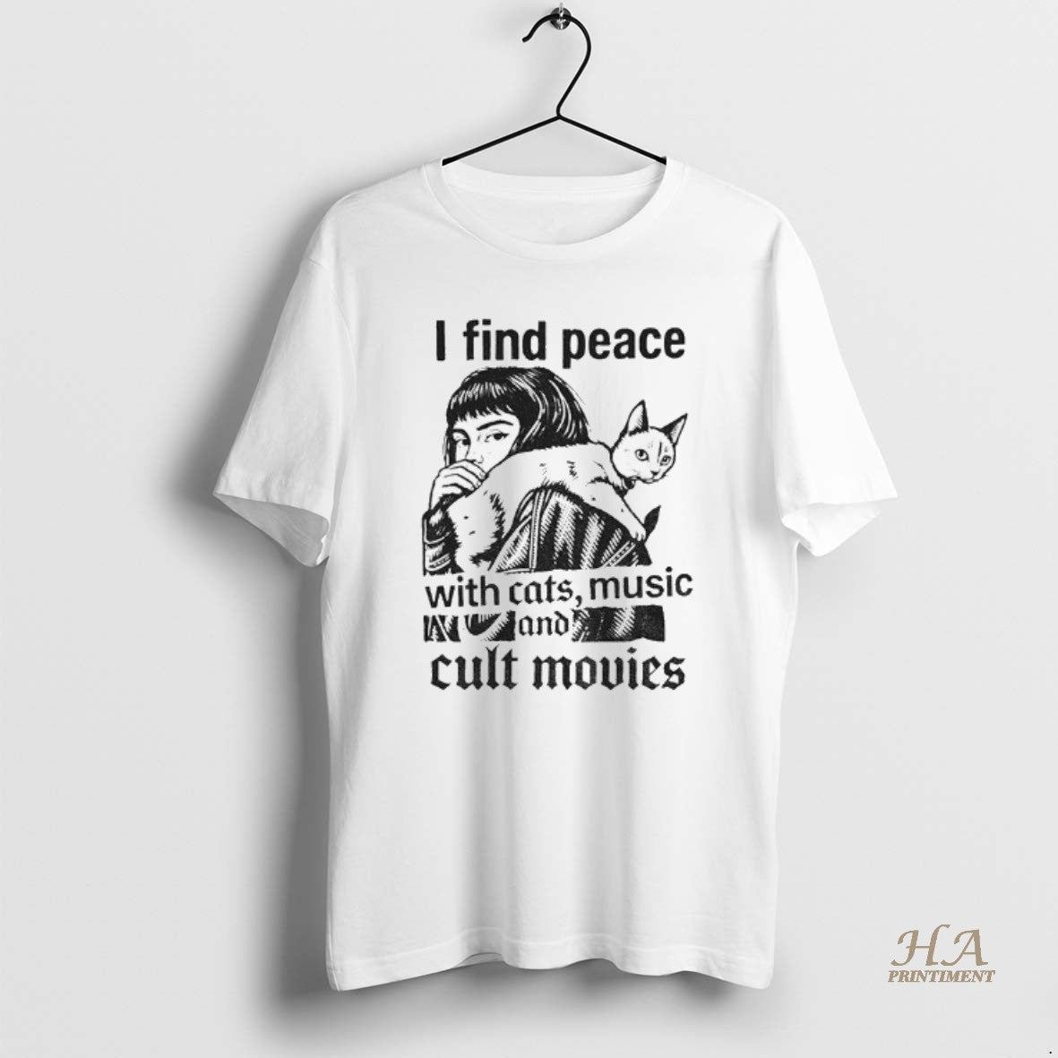 Official I Find Peace With Cats Music And Cult Movies Vintage Shirt Hoodie Sweatshirt | PurePodTees.com