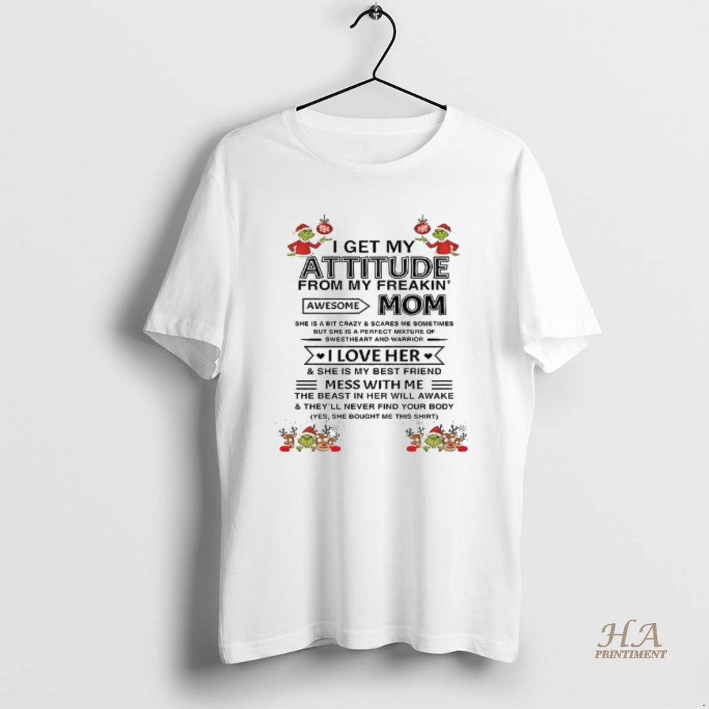 Official I Get My Attitude From My Freakin Awesome Mom She Is A Bit Crazy Shirt Hoodie Sweatshirt | PurePodTees.com