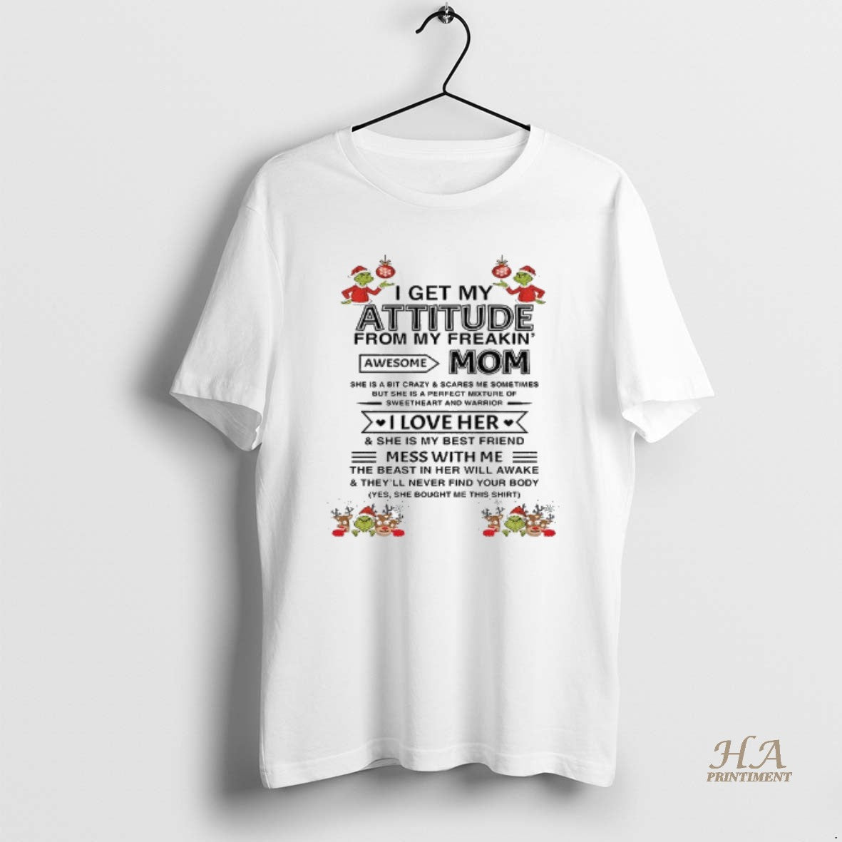 Official I Get My Attitude From My Freakin Awesome Mom She Is A Bit Crazy Shirt Hoodie Sweatshirt | PurePodTees.com