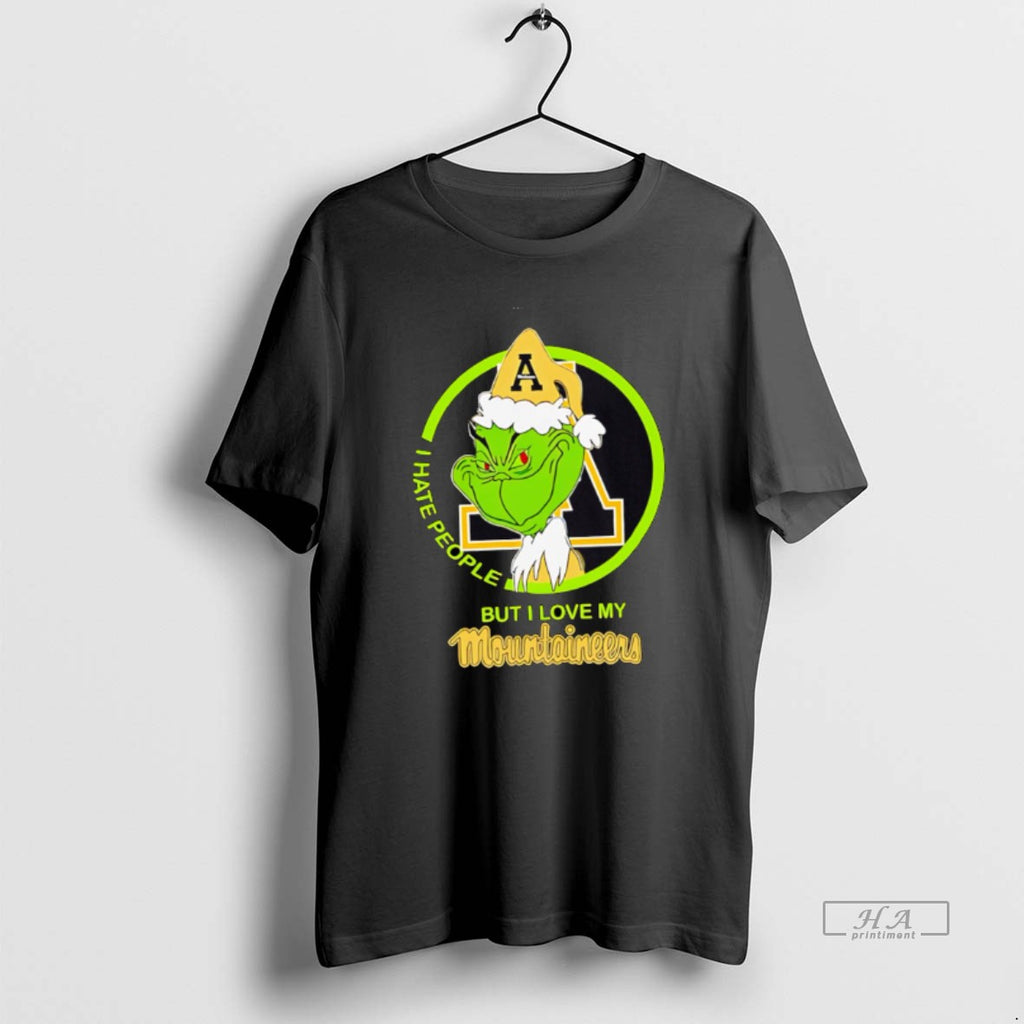 Official I Hate People But I Love My Appalachian State Mountaineer Grinch With Santa Hat