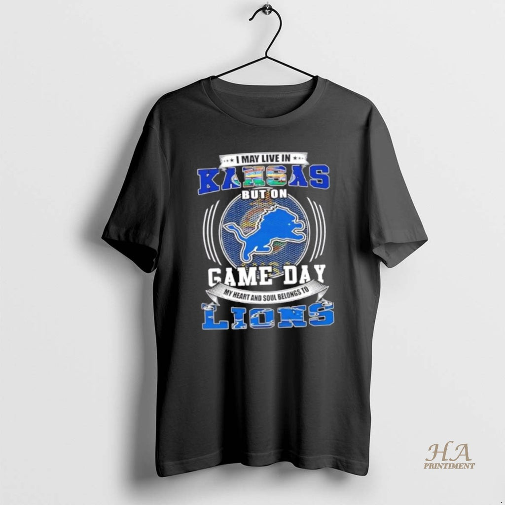 Official I May Live In Kansas But On Game Day Detroit Lions Football Shirt Hoodie Sweatshirt | PurePodTees.com