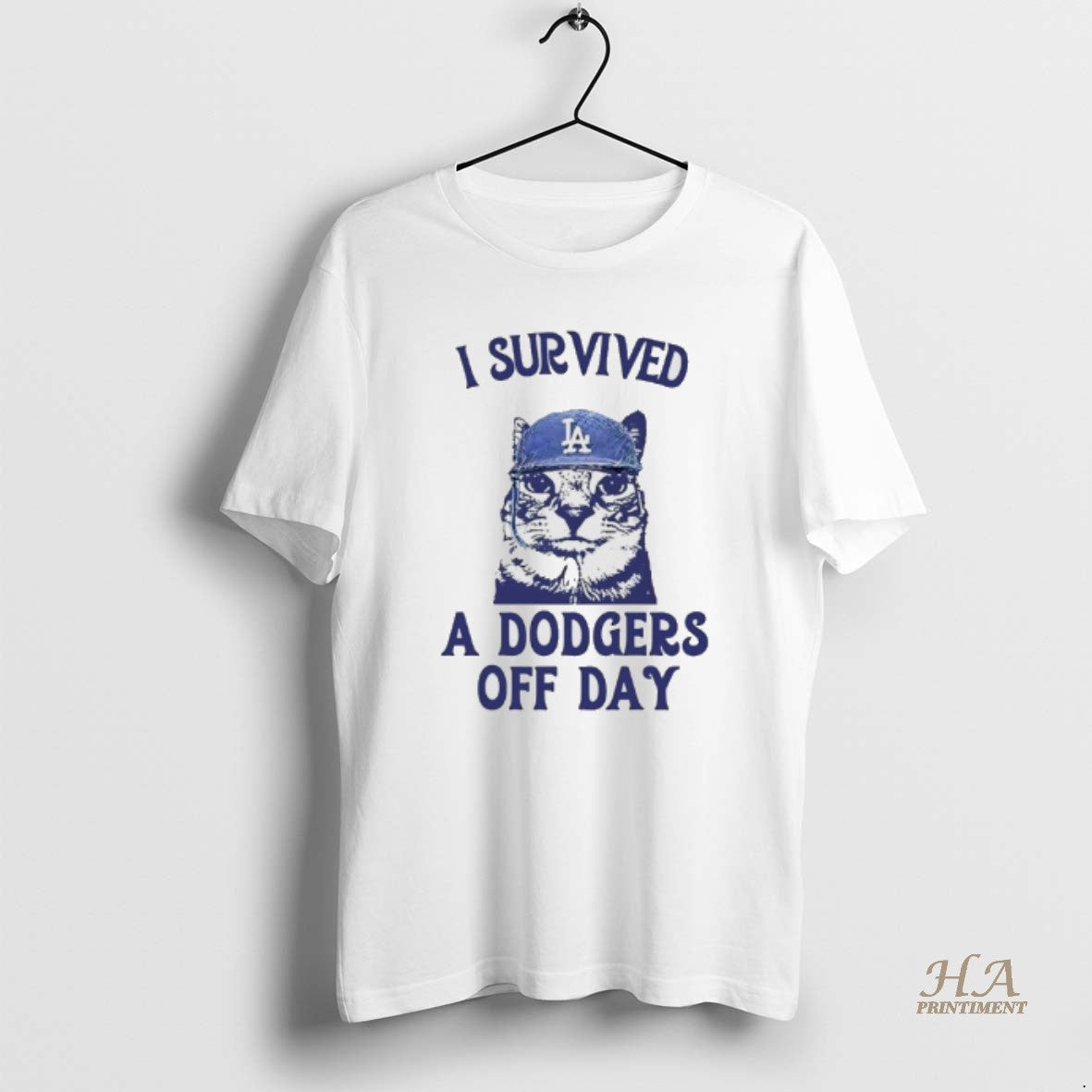 Official I Survived A Dodgers Off Day Cat Meme Shirt Hoodie Sweatshirt | PurePodTees.com
