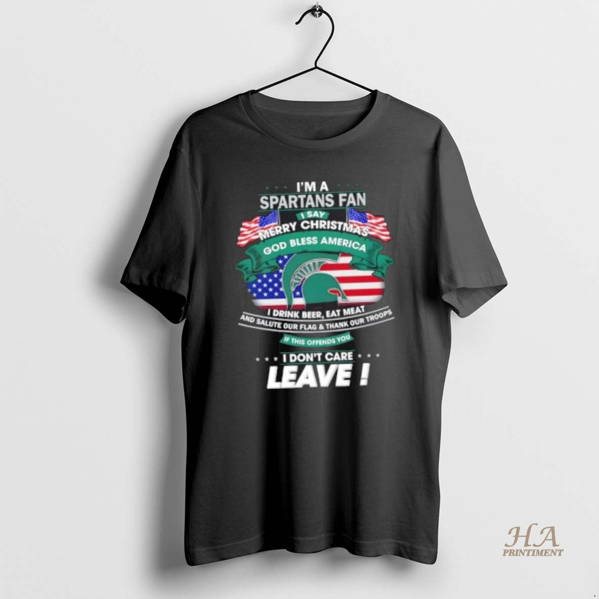 Official Im A Michigan State Spartans Fan I Say Merry Christmas God Bless America Shirt Hoodie Sweatshirt | PurePodTees.com