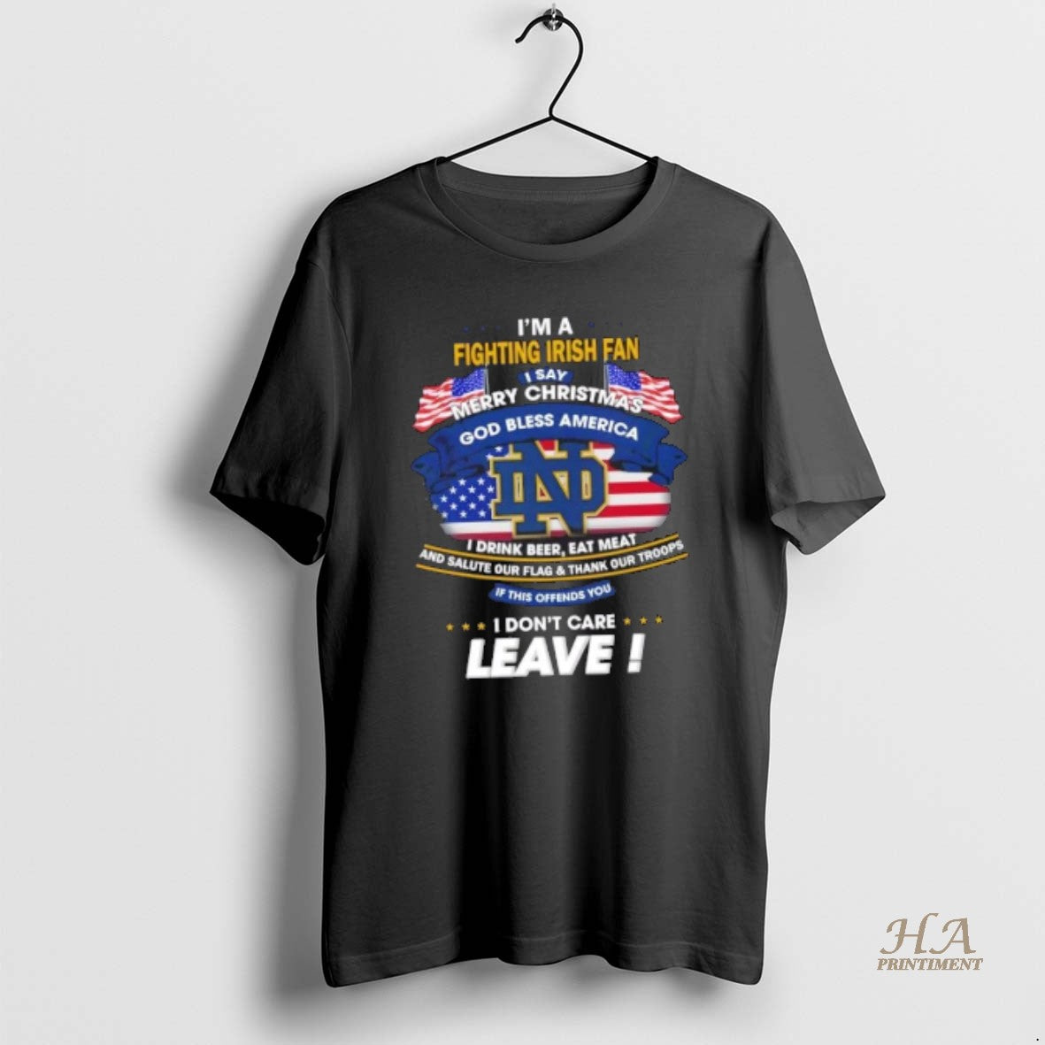 Official Im A Notre Dame Fighting Irish Fan I Say Merry Christmas God Bless America Shirt Hoodie Sweatshirt | PurePodTees.com