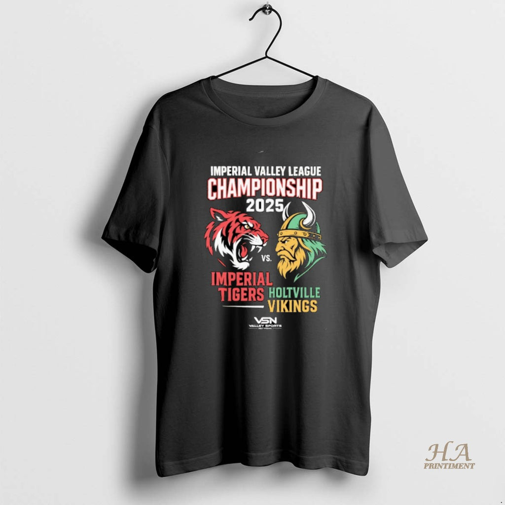 Official Imperial Valley League Championship 2025 Imperial Tigers Vs Holtville Vikings Christmas Ornaments Shirt Hoodie...