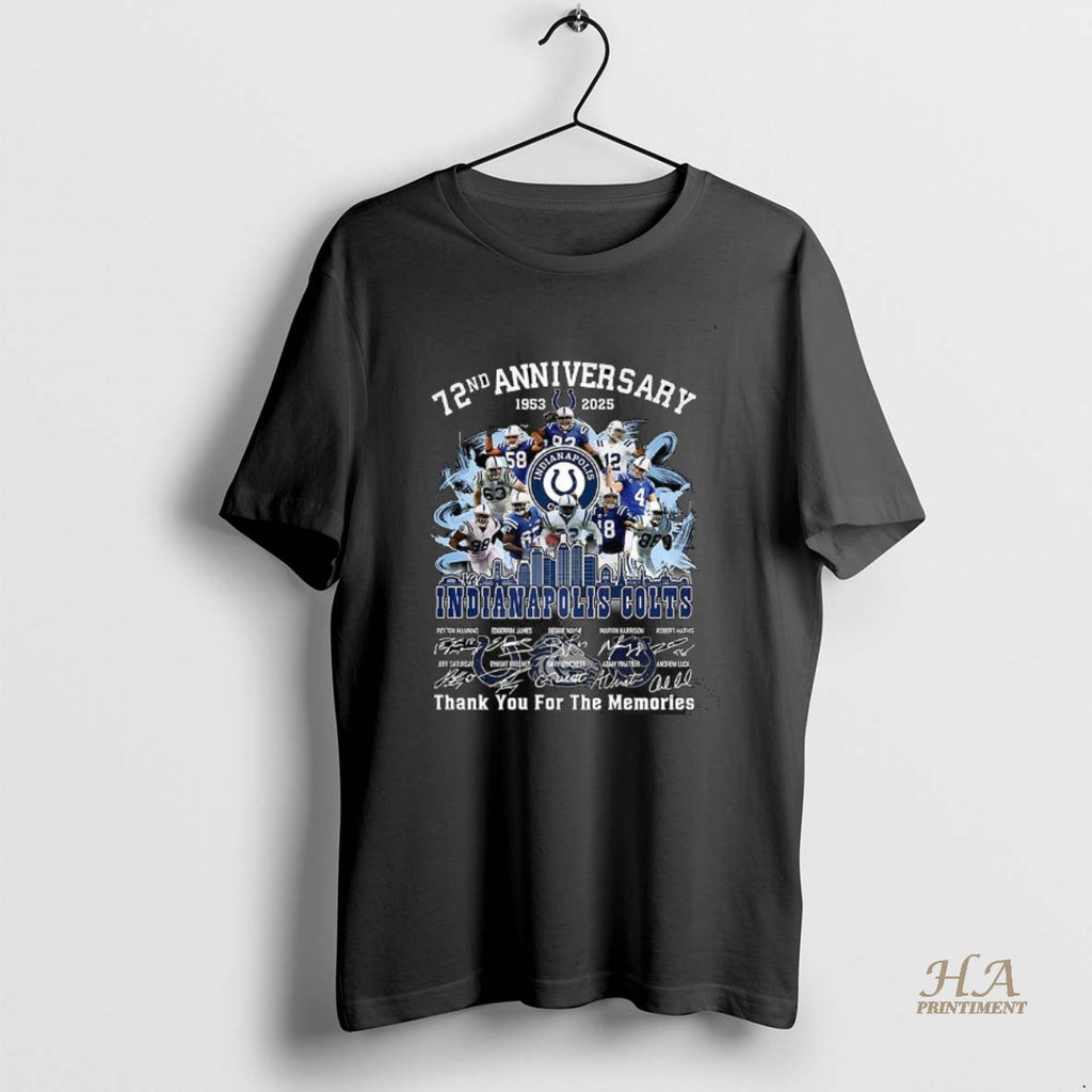 Official Indianapolis Colts 72nd Anniversary Thank You For The Memories Player Signature Shirt Hoodie Sweatshirt