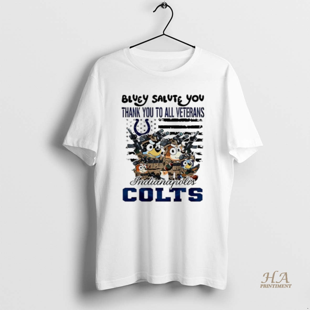 Official Indianapolis Colts Bluey Salute You Thank You To All Veterans Shirt Hoodie Sweatshirt | PurePodTees.com