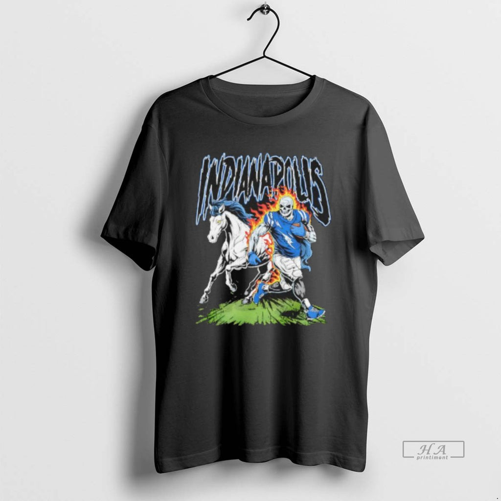 Official Indianapolis Colts Football Skeleton Player With Horse Graphic