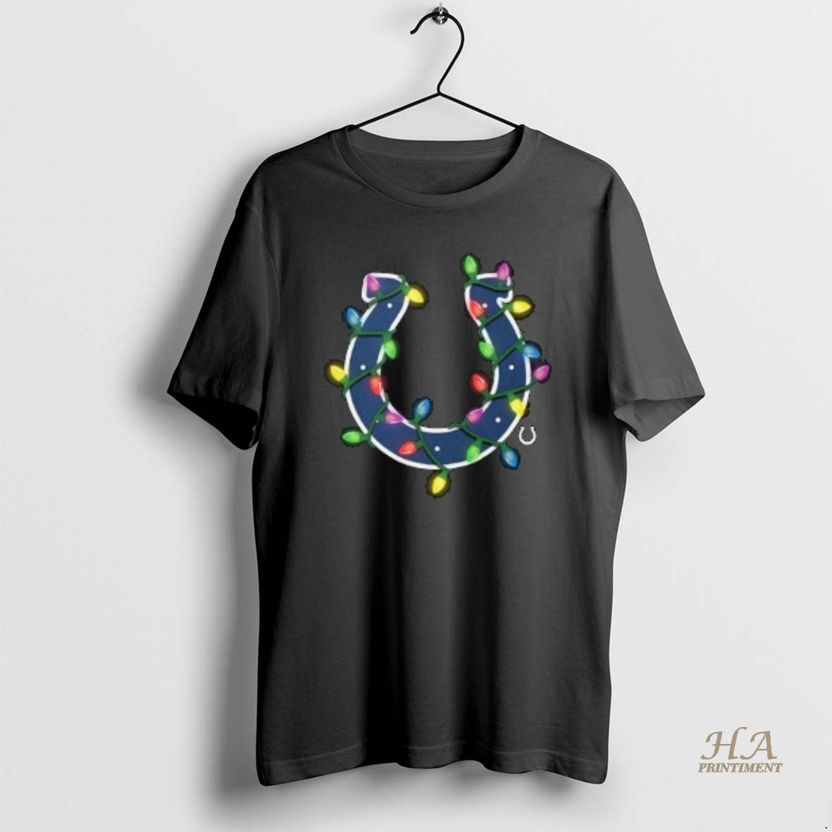 Official Indianapolis Colts Primary Logo Holiday Lights 2025 Circle Black Shirt Hoodie Sweatshirt | PurePodTees.com