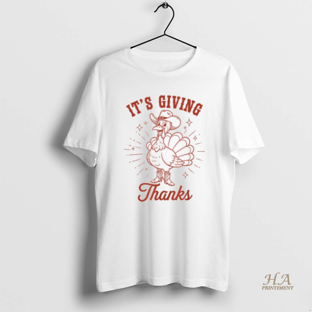 Official Its Giving Thanks Western Thanksgiving Turkey Cowboy Fall Shirt Hoodie Sweatshirt | PurePodTees.com